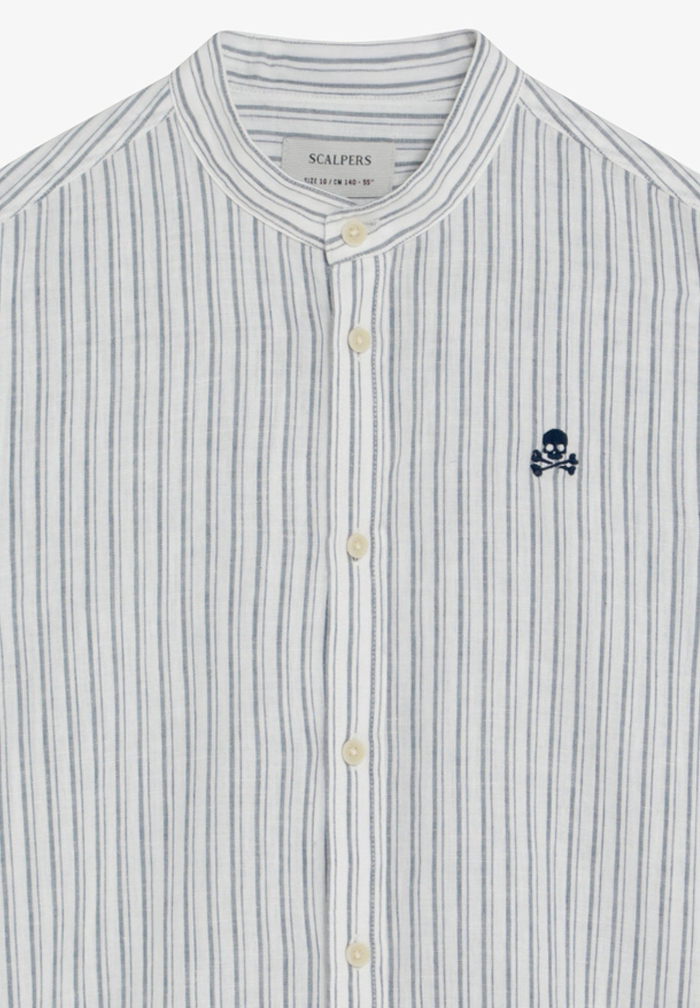 STRIPE SHIRT WITH STAND-UP COLLAR