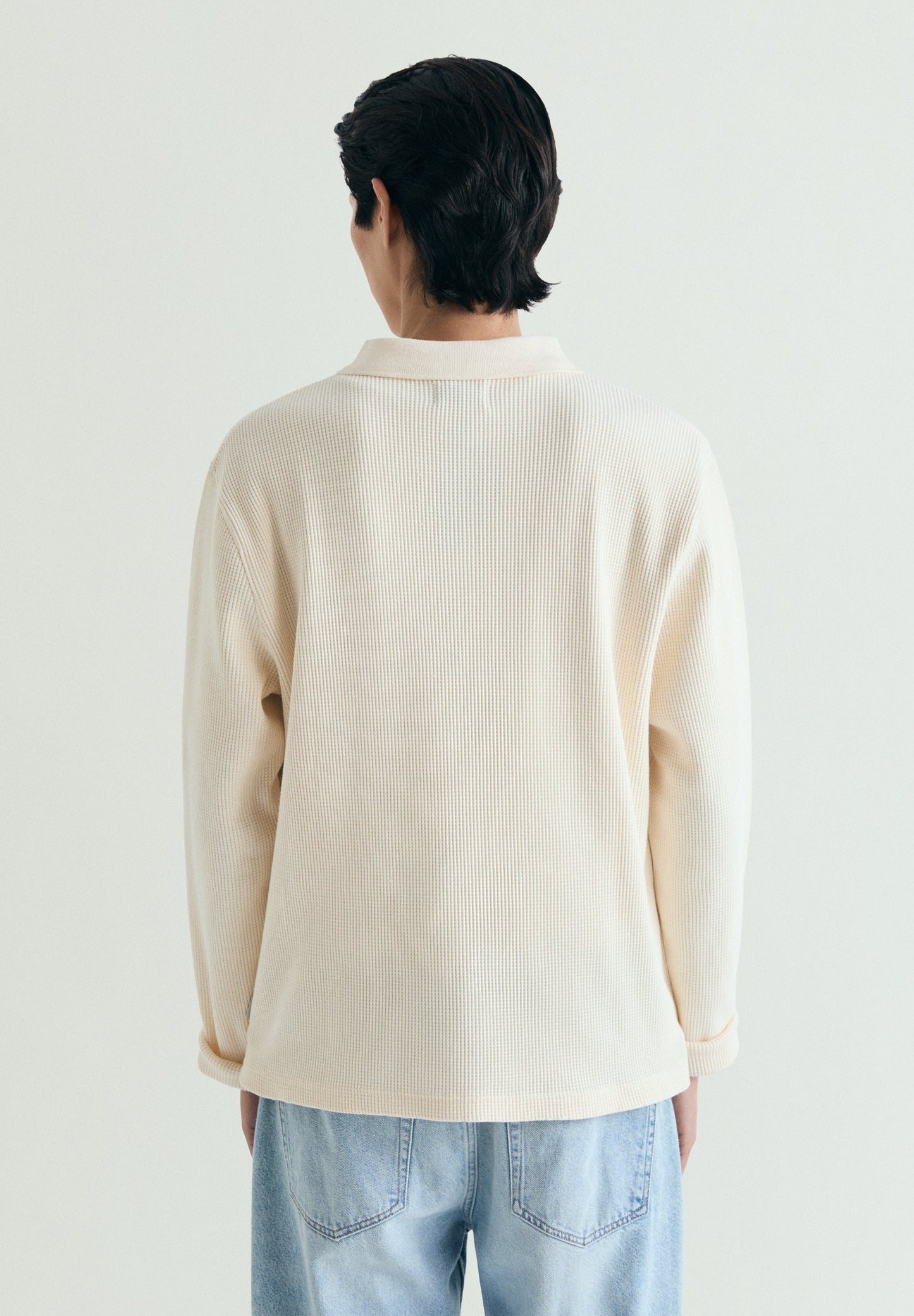 WAFFLE POLO SHIRT-STYLE SWEATSHIRT