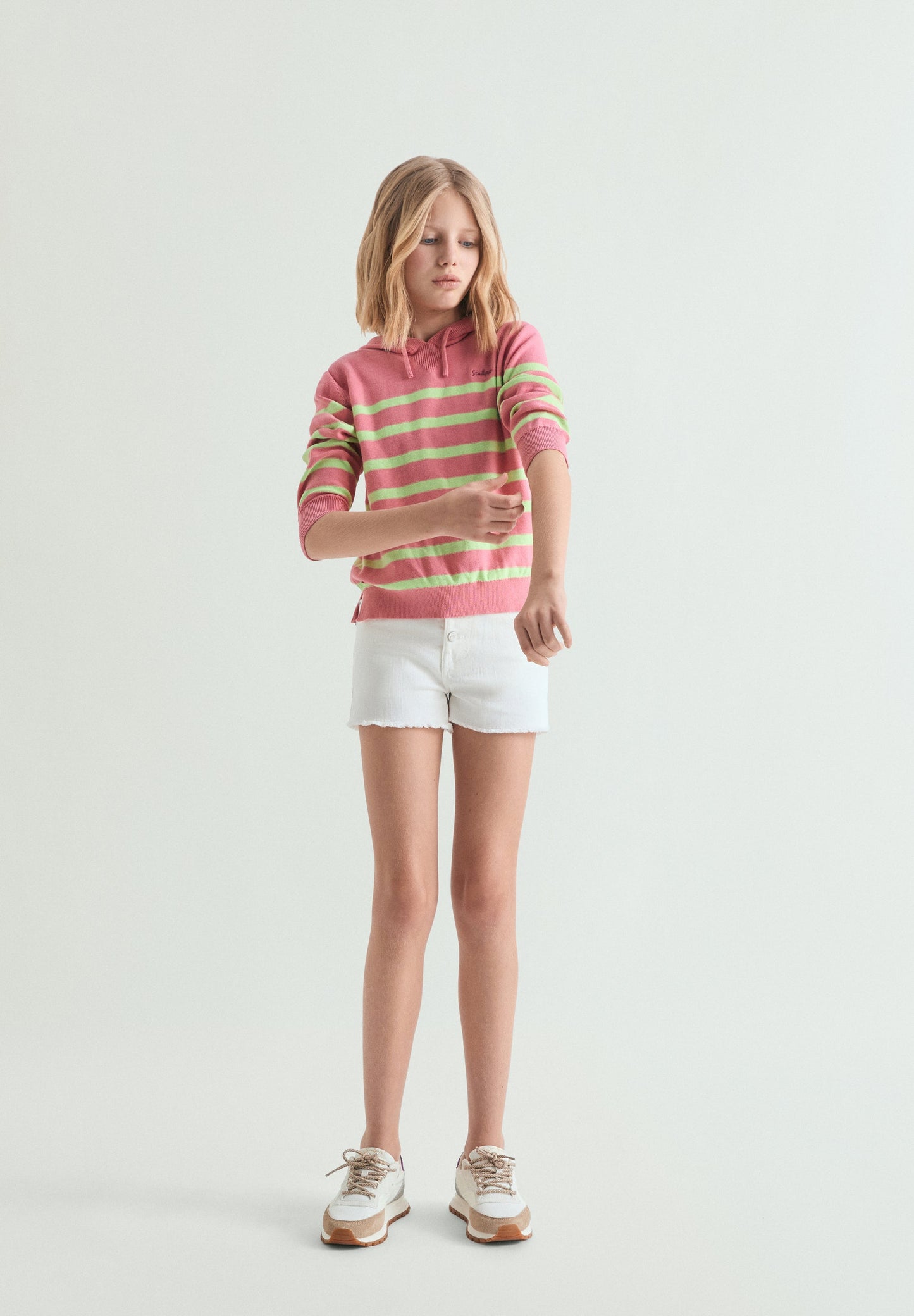 FINE KNIT STRIPED HOODIE