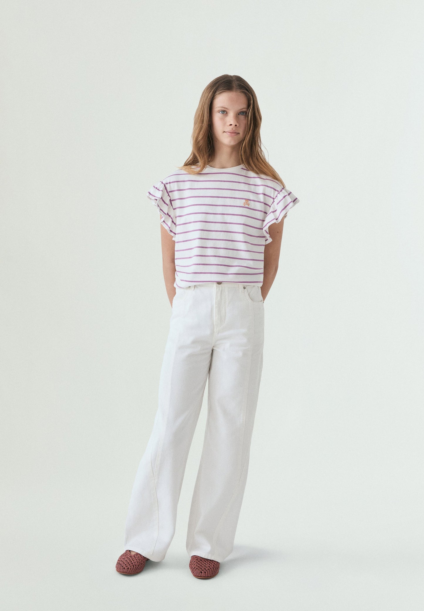 STRIPED T-SHIRT WITH CONTRAST SKULL
