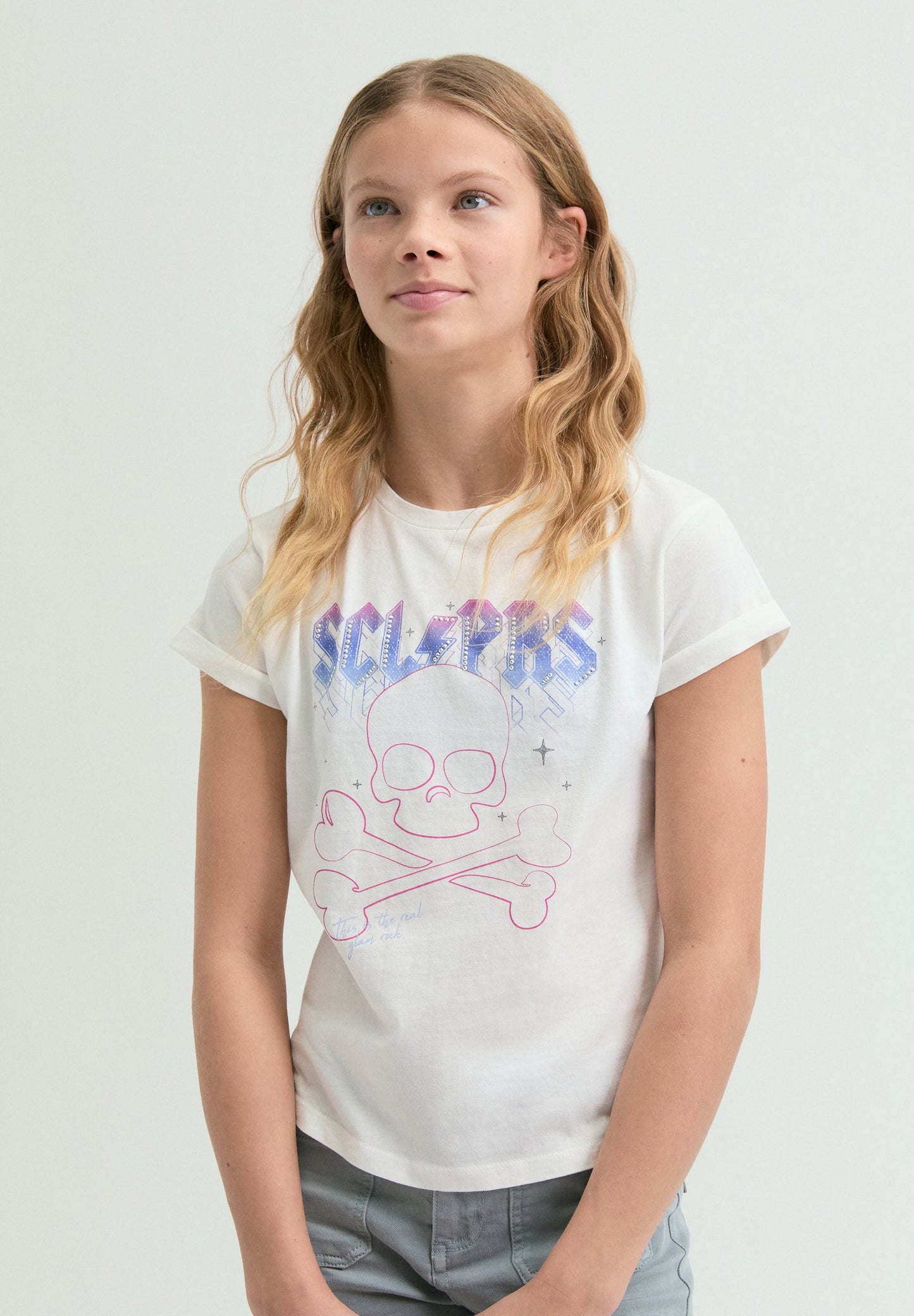 RHINESTONE PRINT T-SHIRT