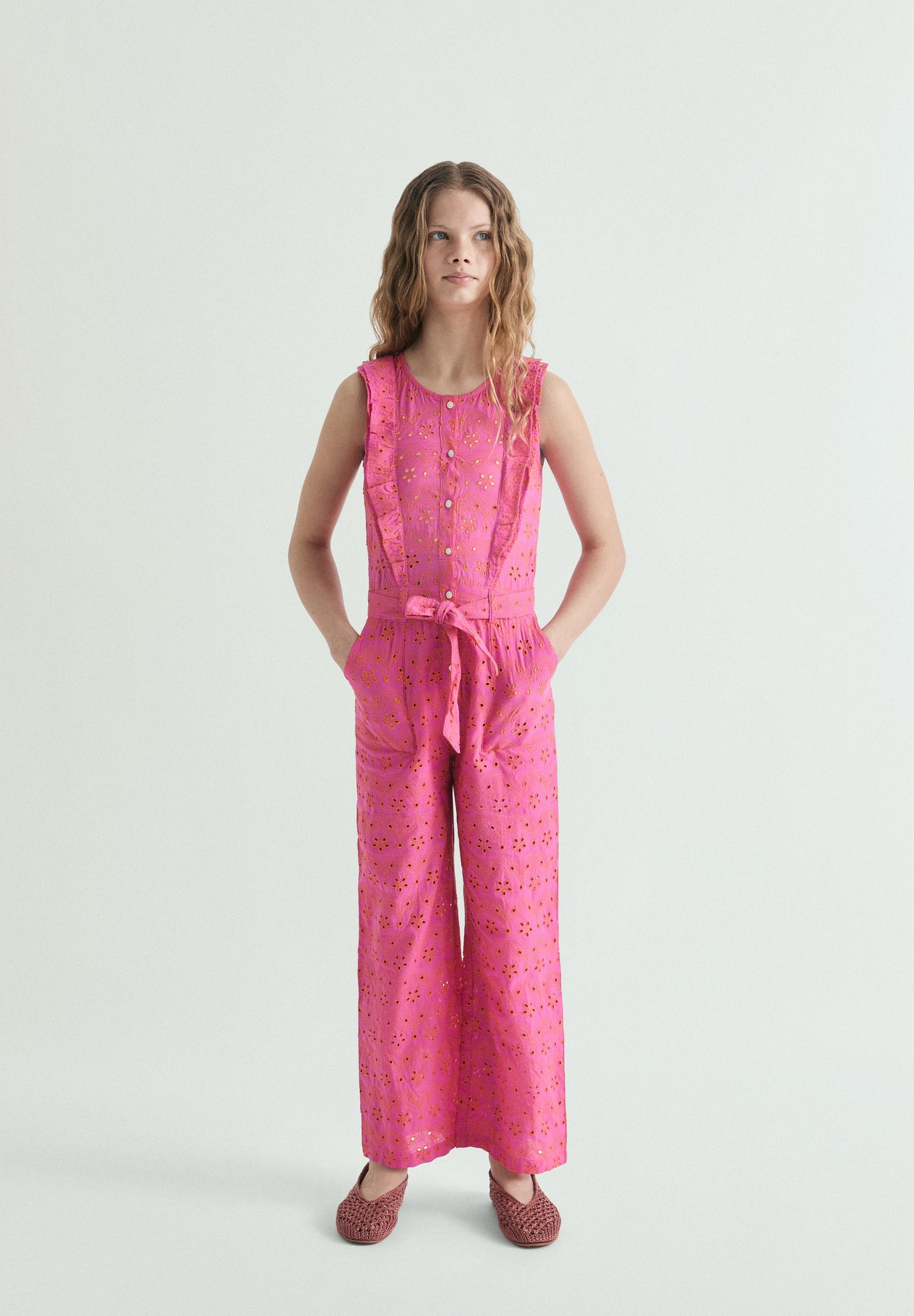 OPENWORK RUFFLED JUMPSUIT