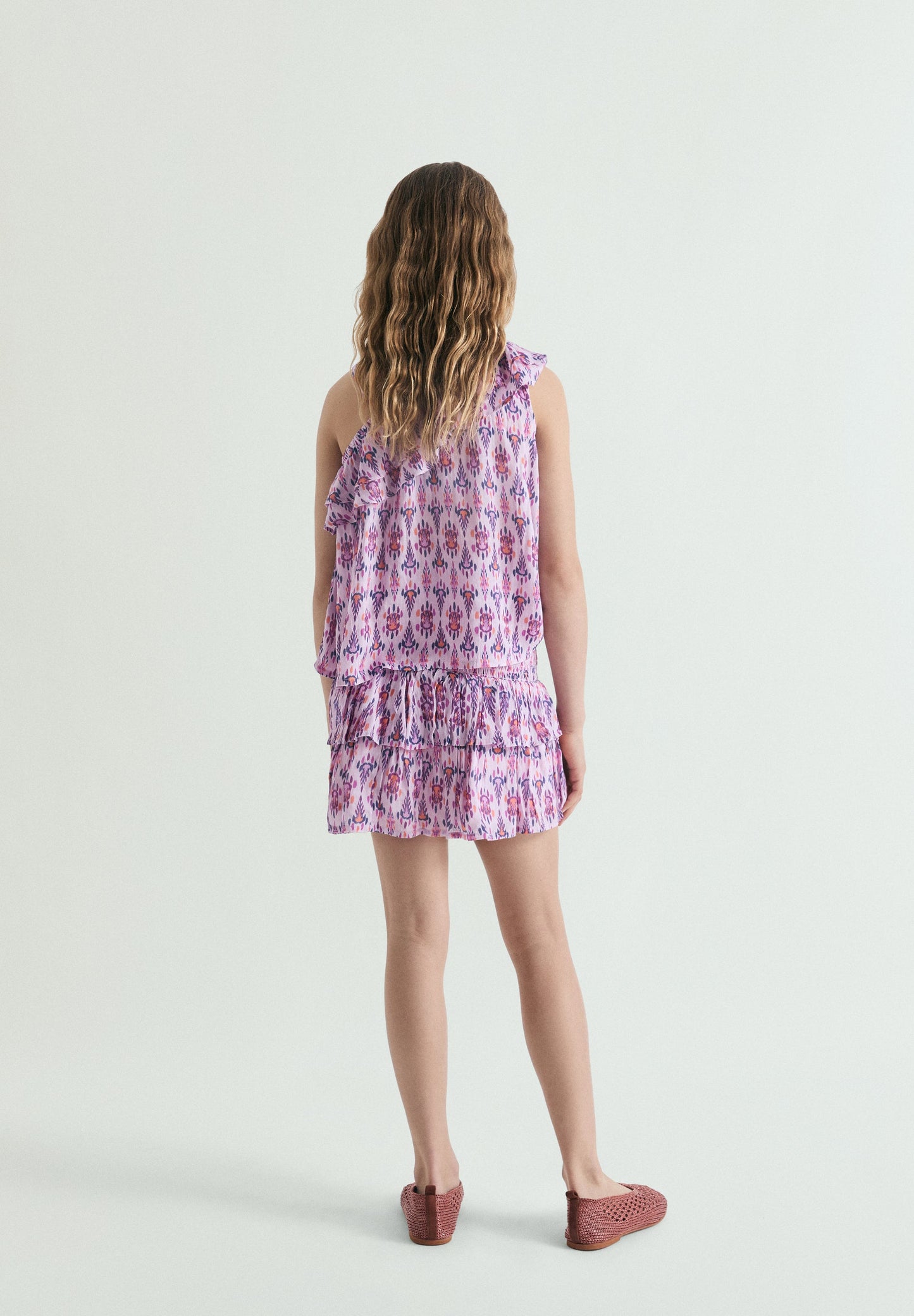 MULTICOLOUR SKIRT WITH SMOCKING