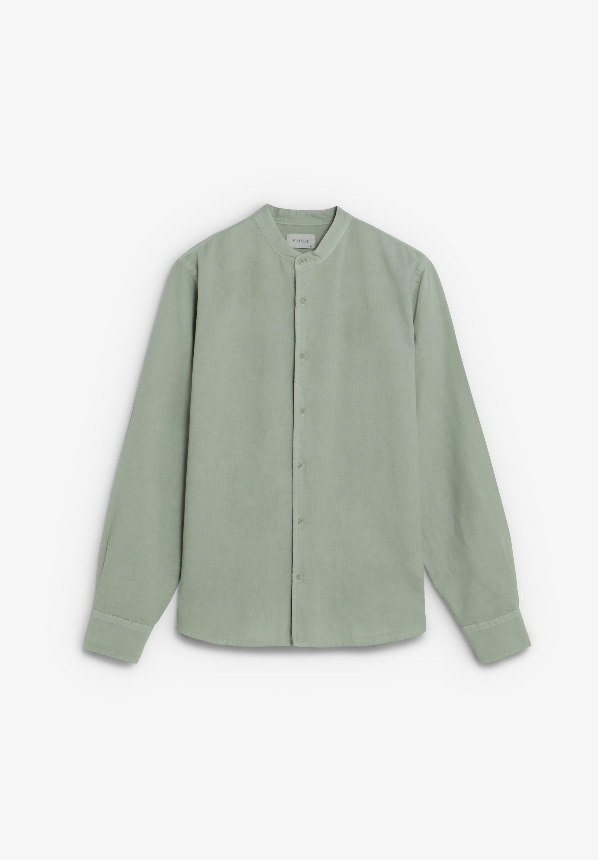 LINEN SHIRT WITH STAND-UP COLLAR