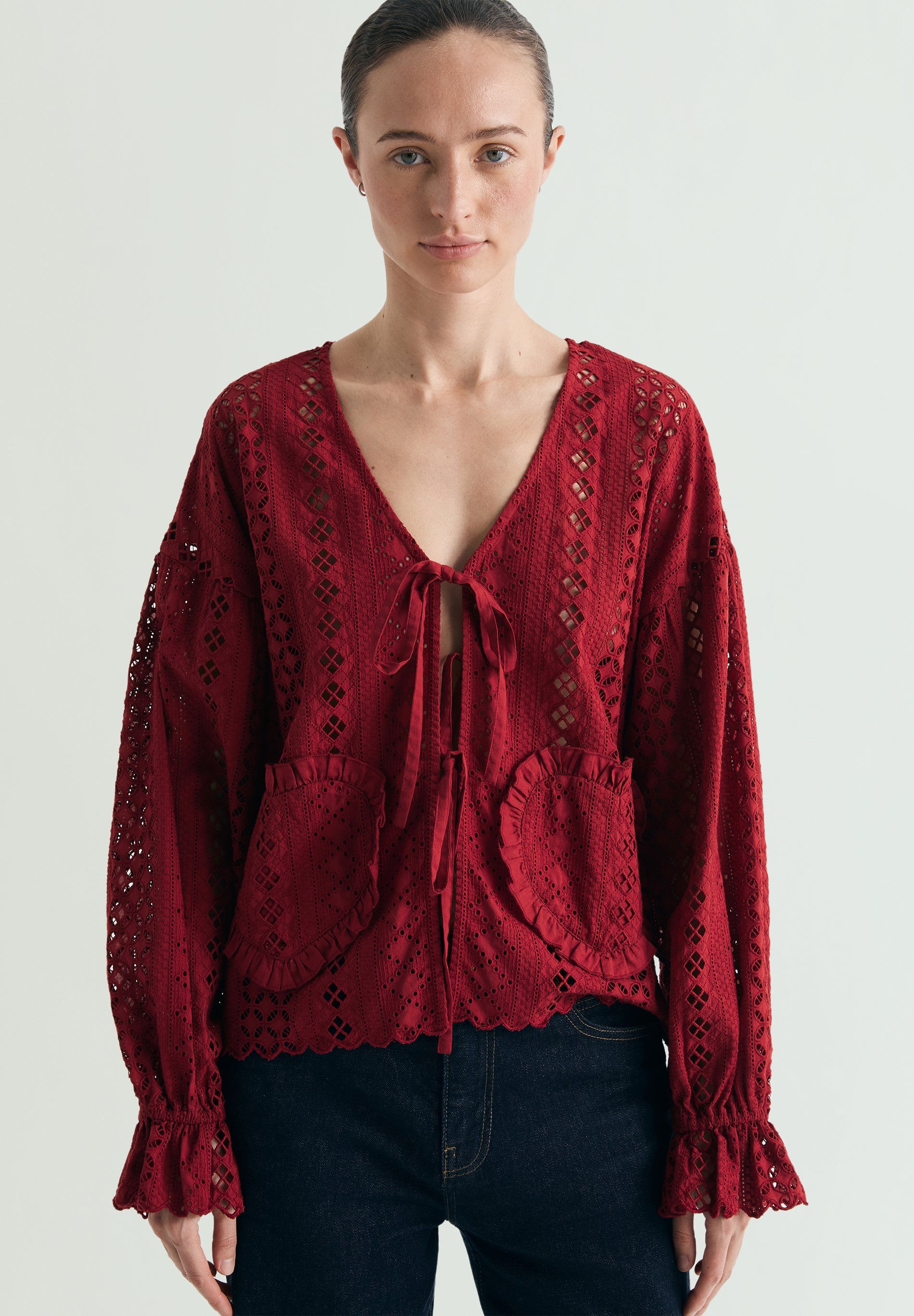 PERFORATED HEARTS BLOUSE