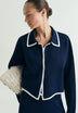 CONTRAST FINE KNIT CARDIGAN