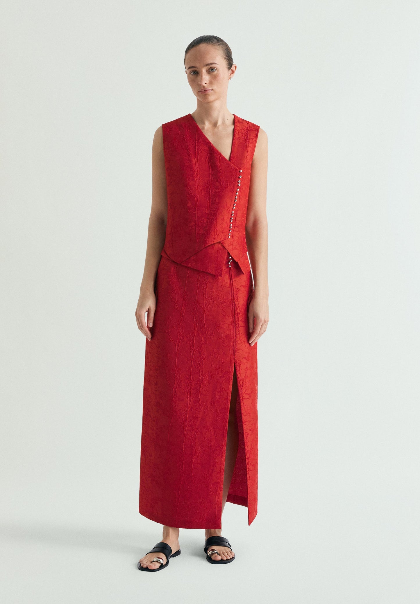 ASYMMETRIC BROCADE WAISTCOAT
