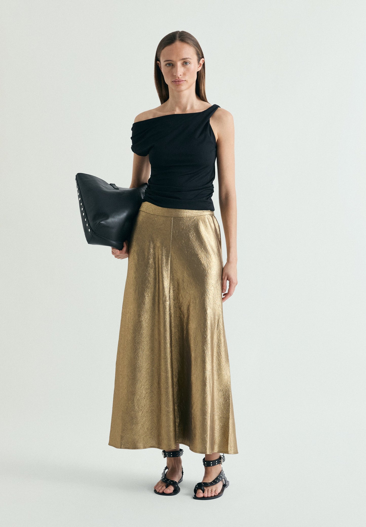 METALLIC MIDI SKIRT