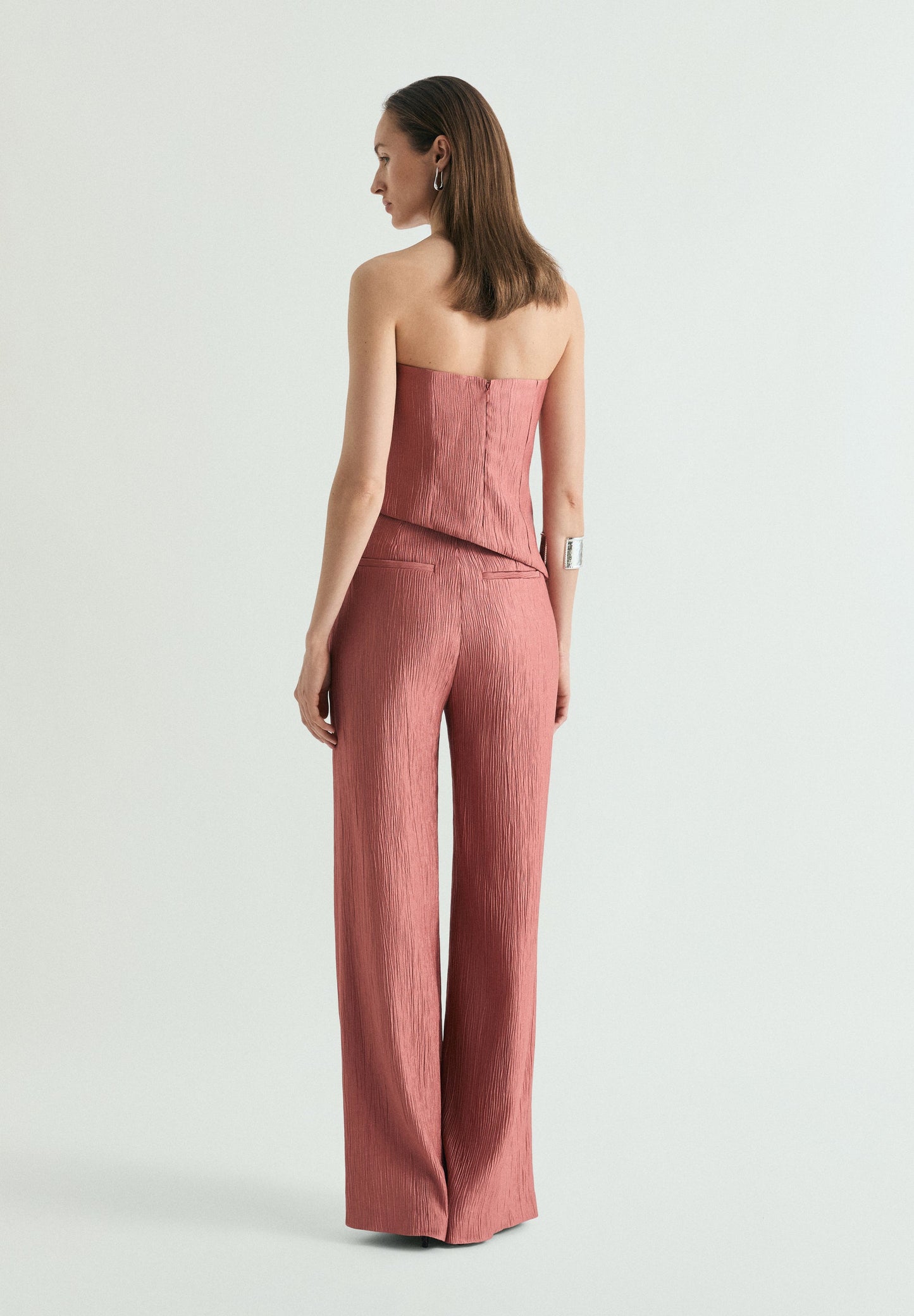 TEXTURED DRAPED TROUSERS