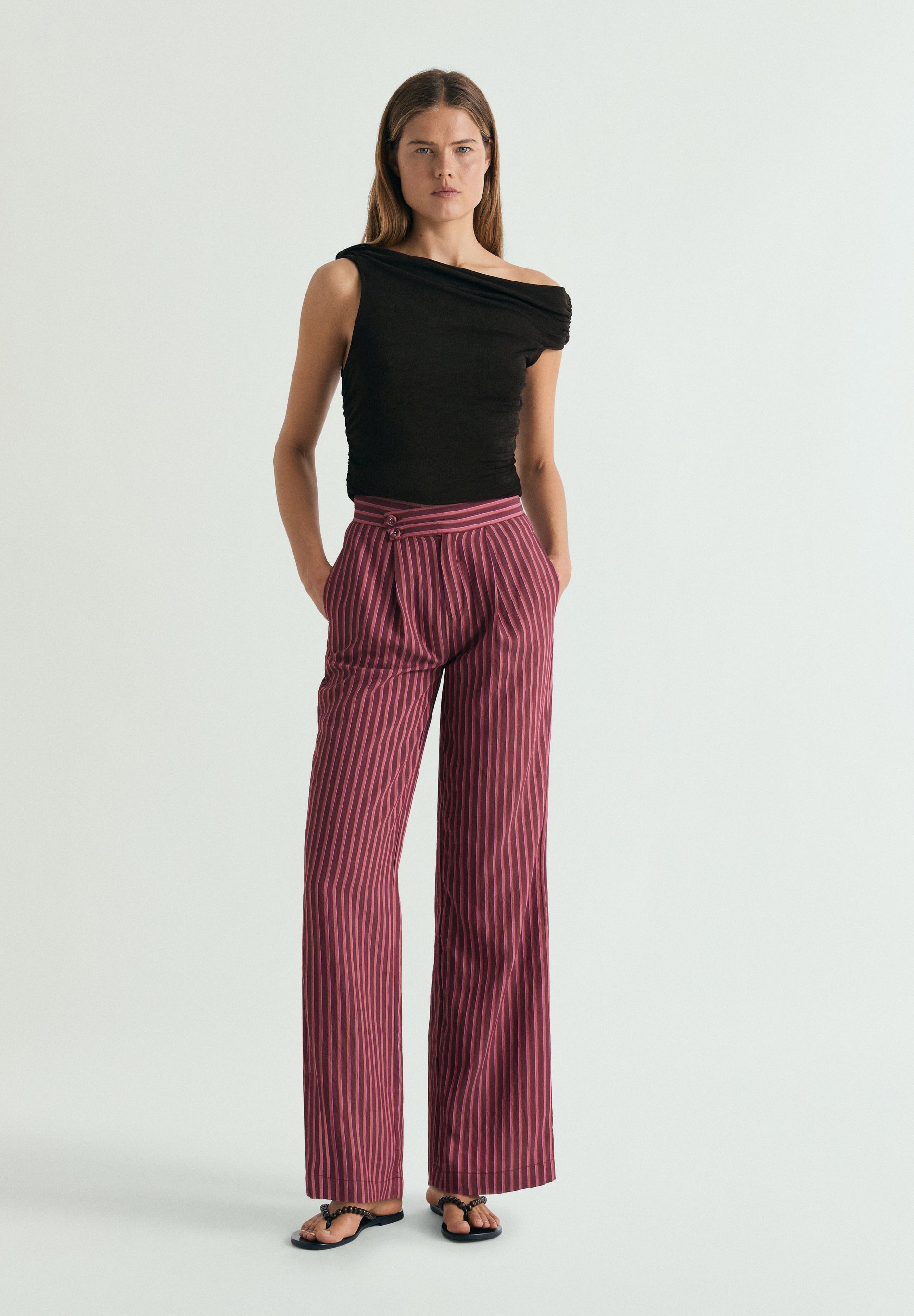 STRIPED TROUSERS WITH BUTTONS