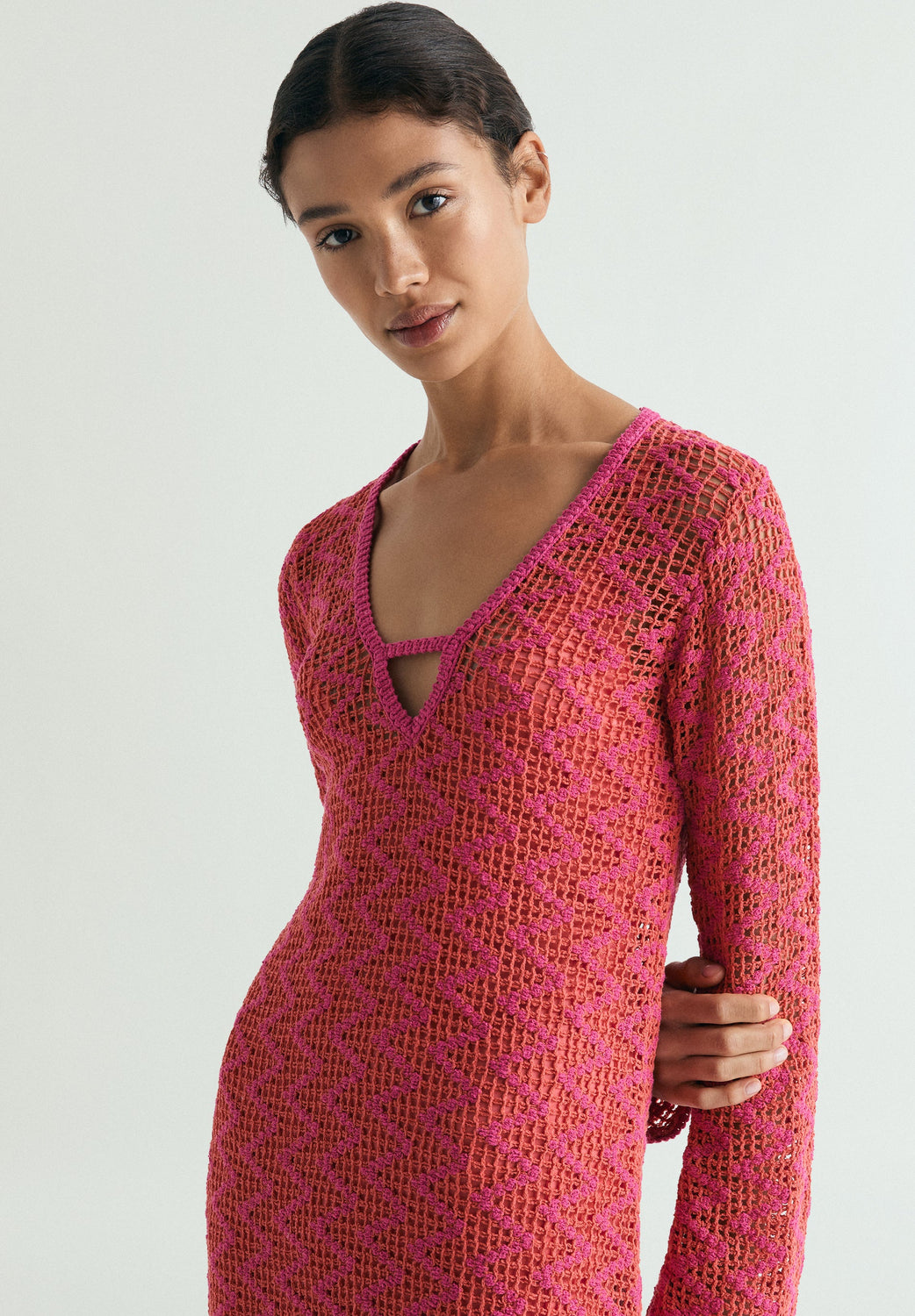 the row crochet dress Chlo studded crochet-knit maxi dress in Black