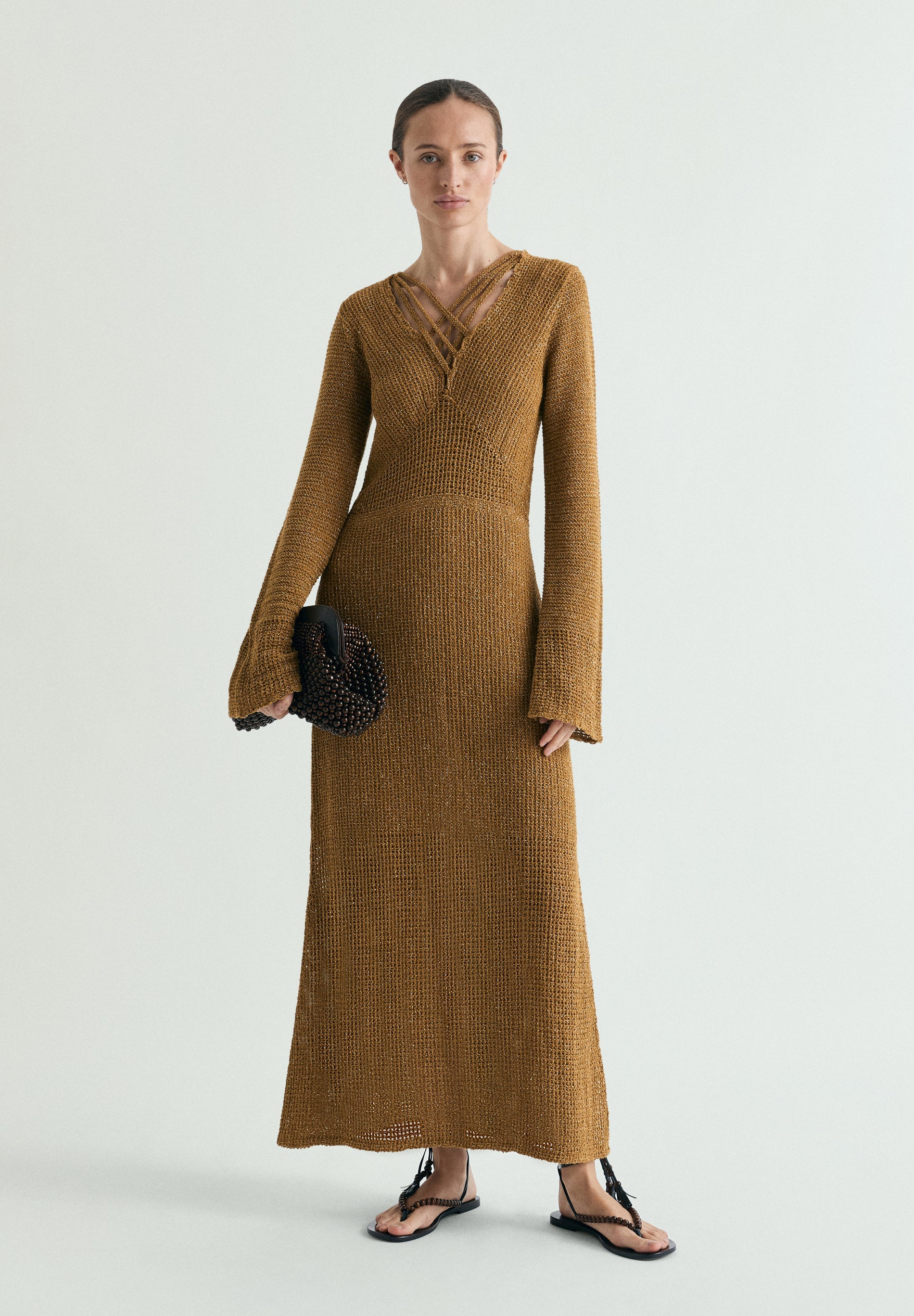 METALLIC THREAD KNIT DRESS