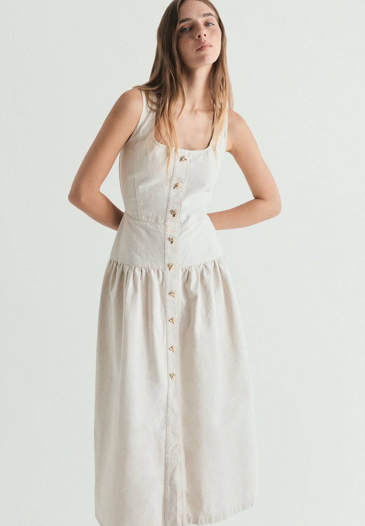 DENIM DRESS WITH BUTTONS