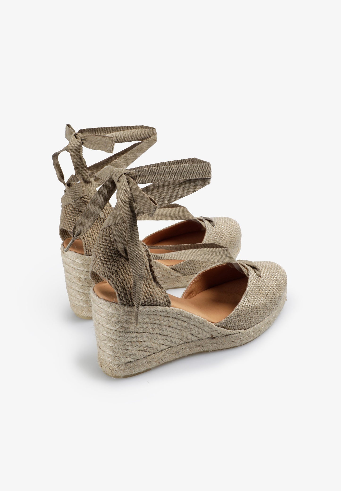 SANDALS WITH LACING AND ESPARTO GRASS WEDGE