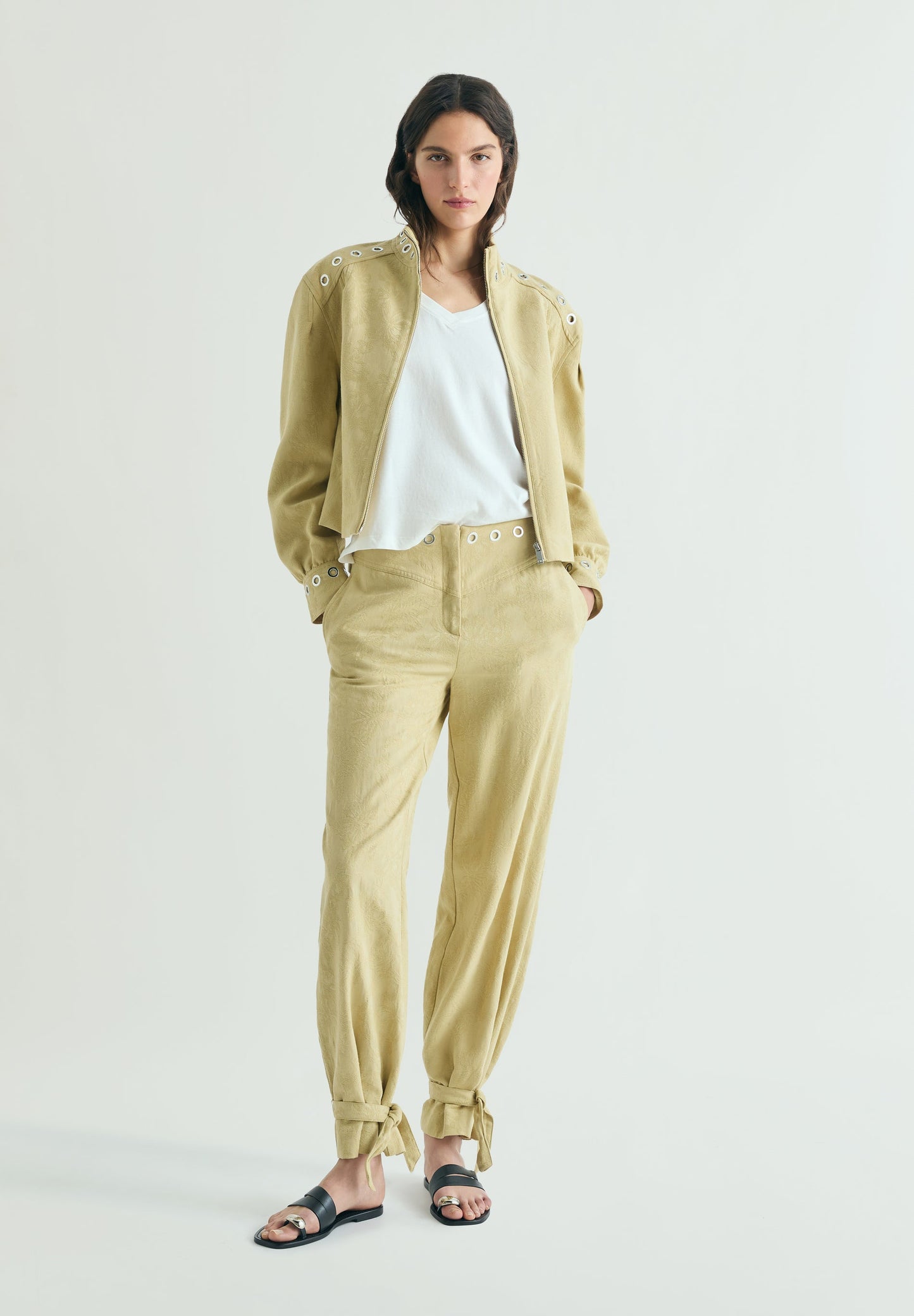 JACQUARD BOMBER JACKET WITH STUDS