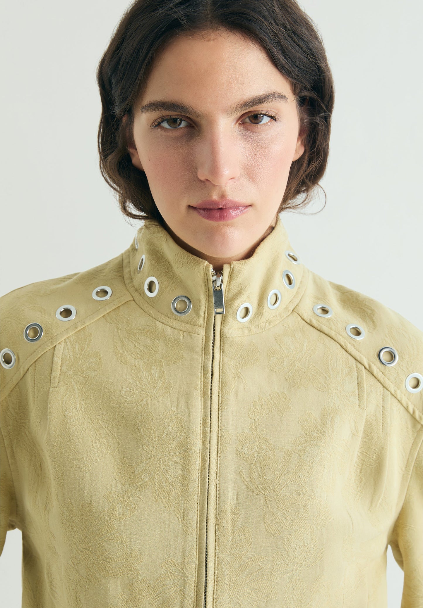 JACQUARD BOMBER JACKET WITH STUDS