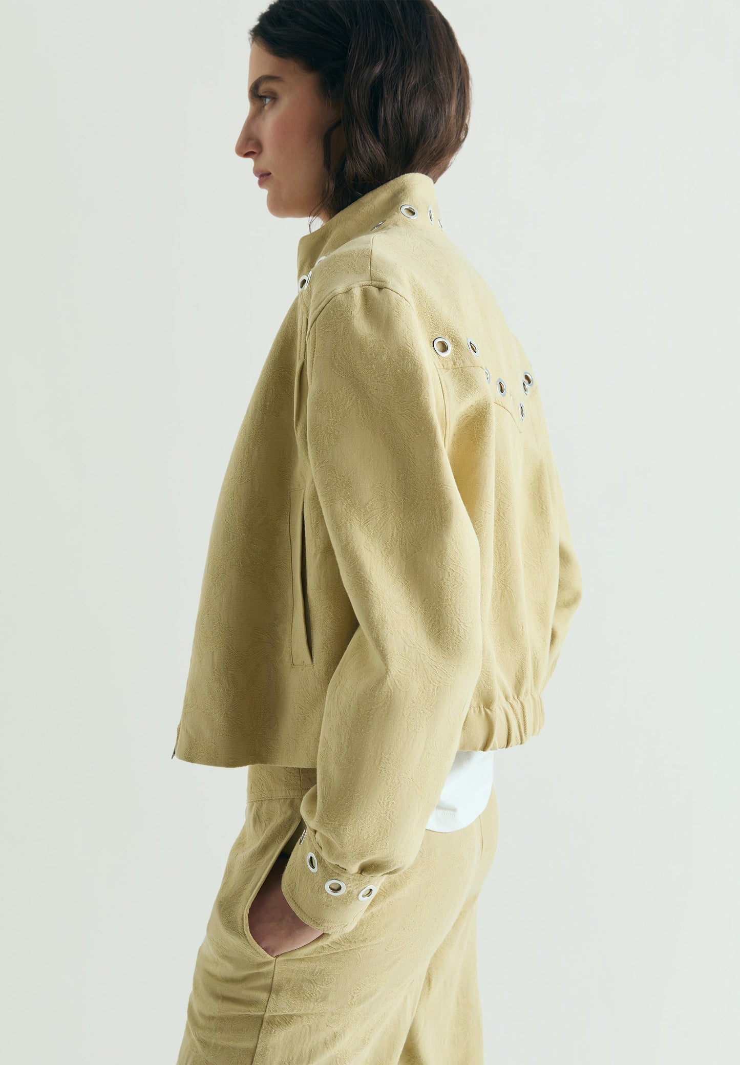 JACQUARD BOMBER JACKET WITH STUDS