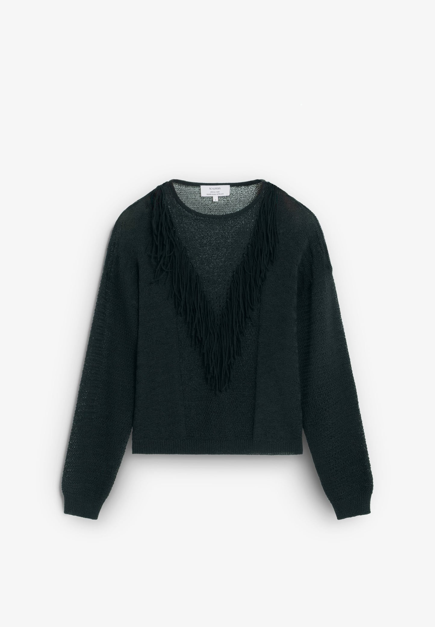 OPENWORK JUMPER WITH FRINGES