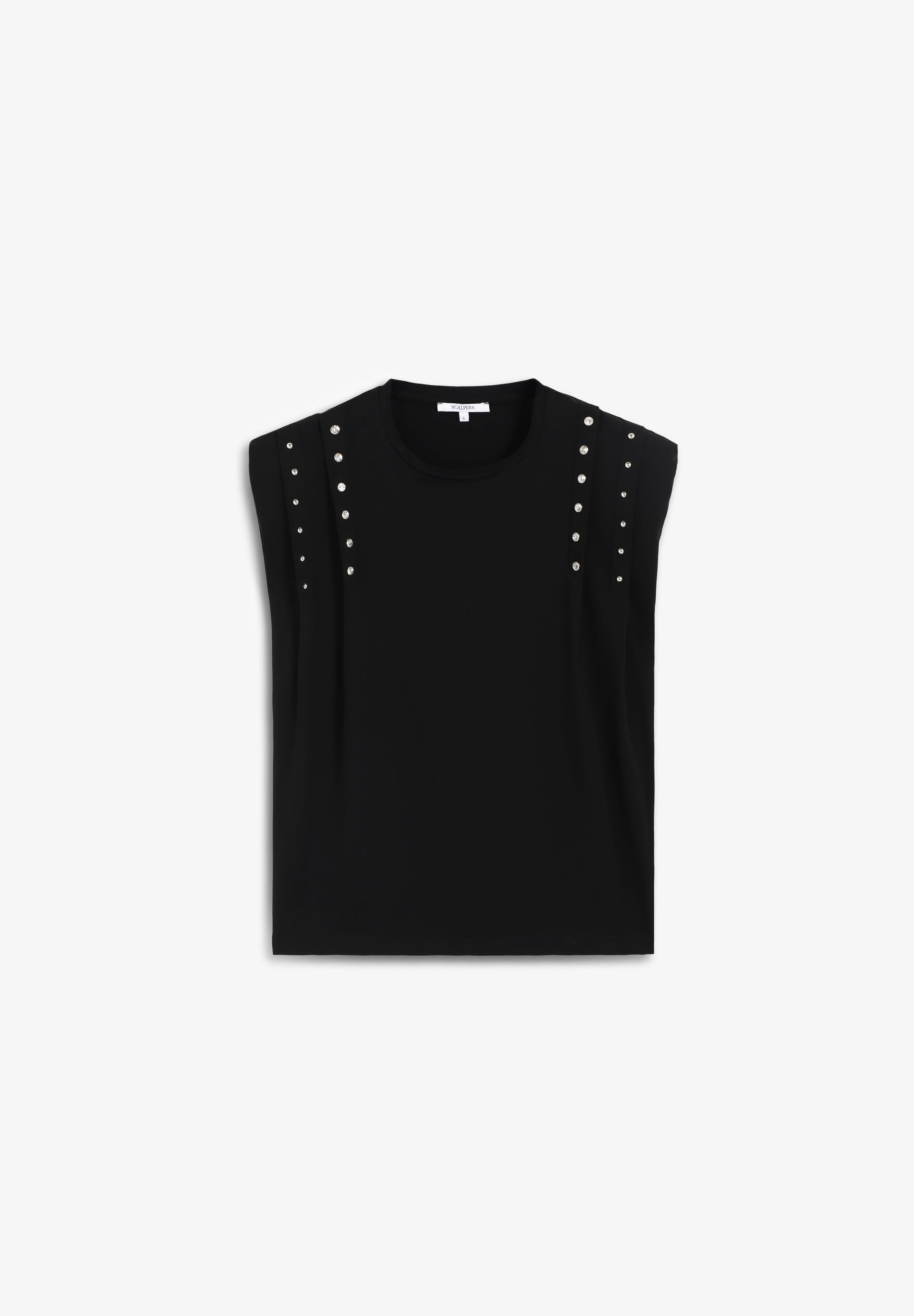 SLEEVELESS STUDDED T-SHIRT