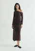 ASYMMETRIC KNIT MIDI SKIRT