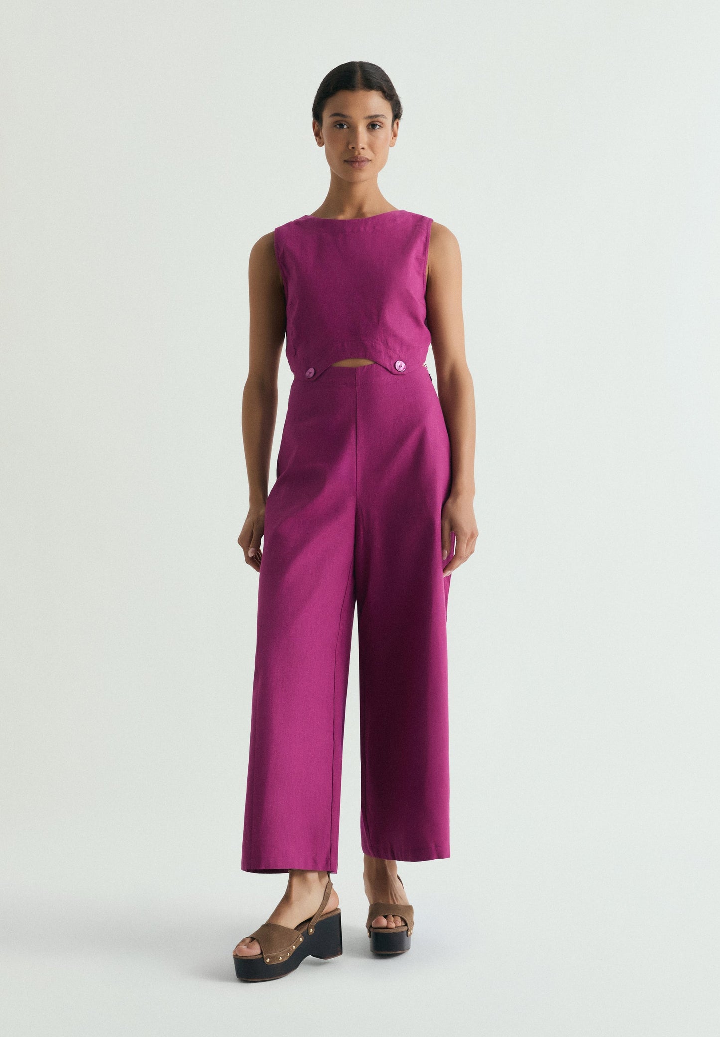 LINEN JUMPSUIT WITH CUT-OUTS