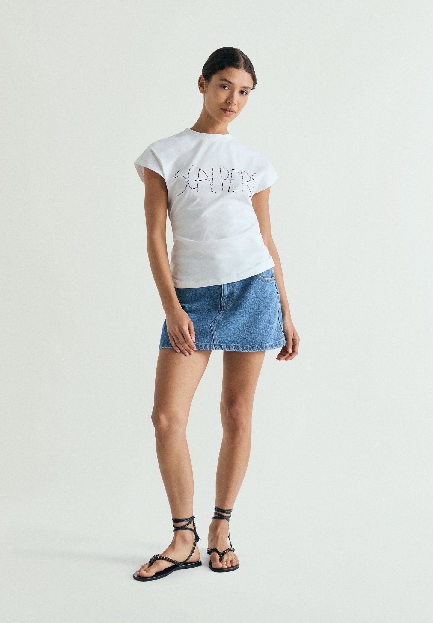 BACK KNOT T-SHIRT WITH RHINESTONES