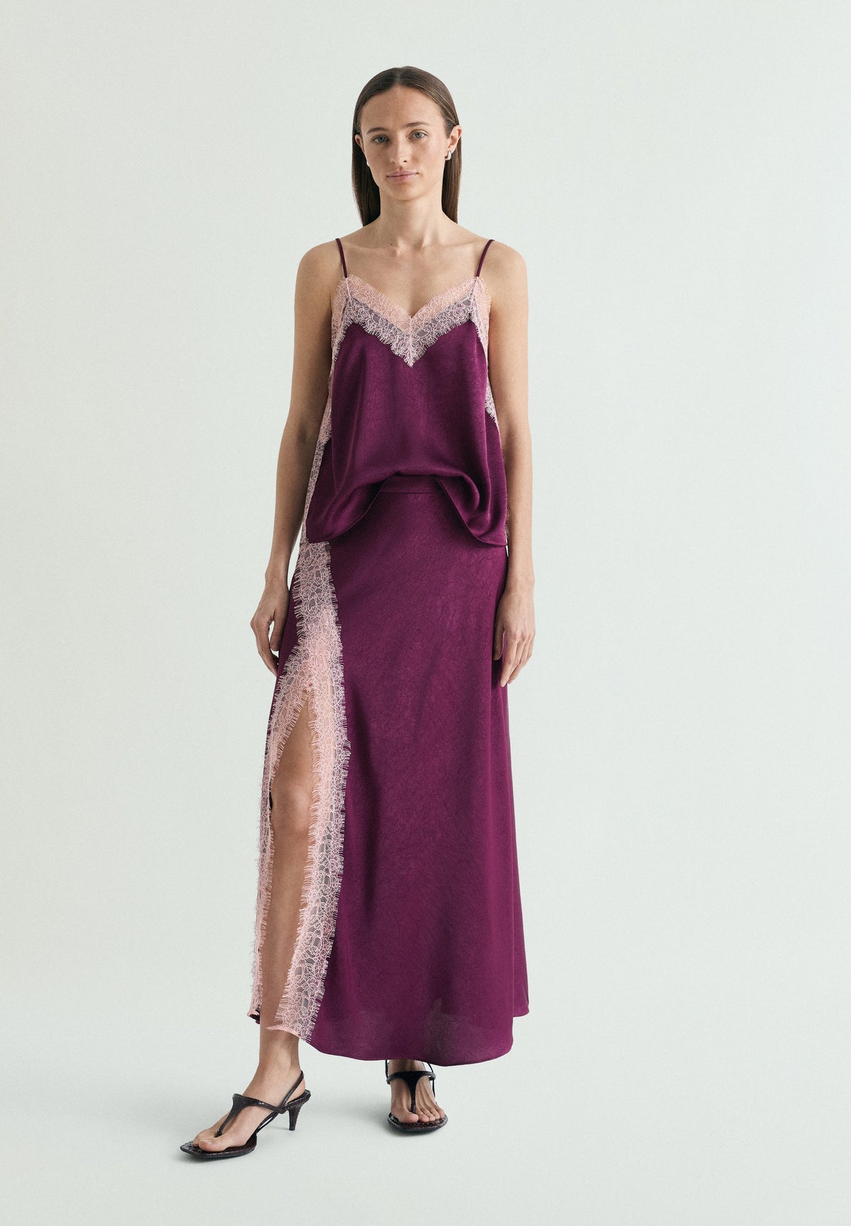 SATIN AND LACE SKIRT