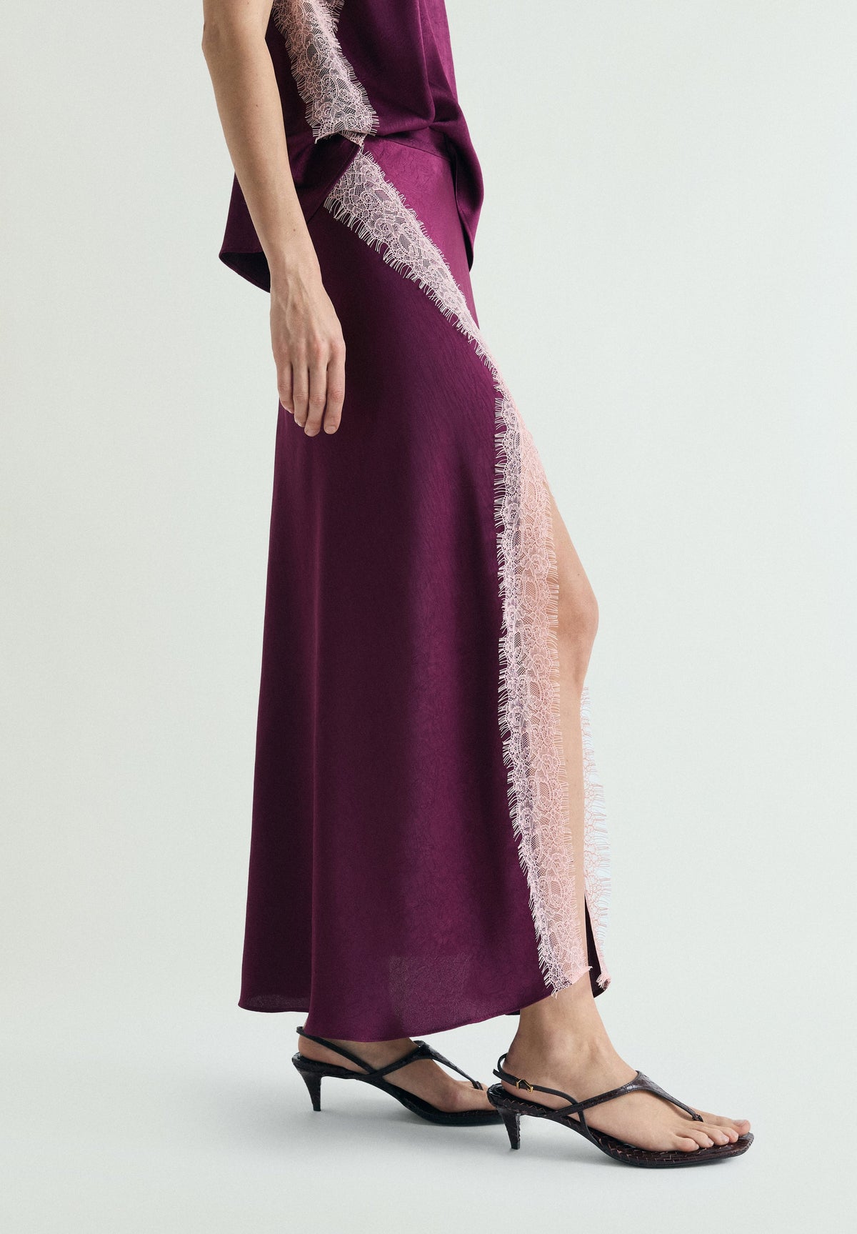 SATIN AND LACE SKIRT
