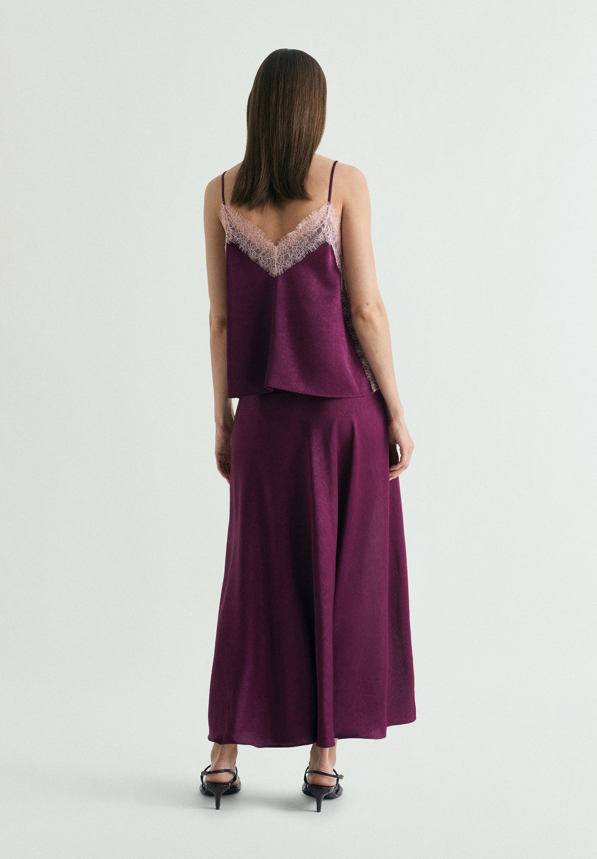 SATIN AND LACE SKIRT