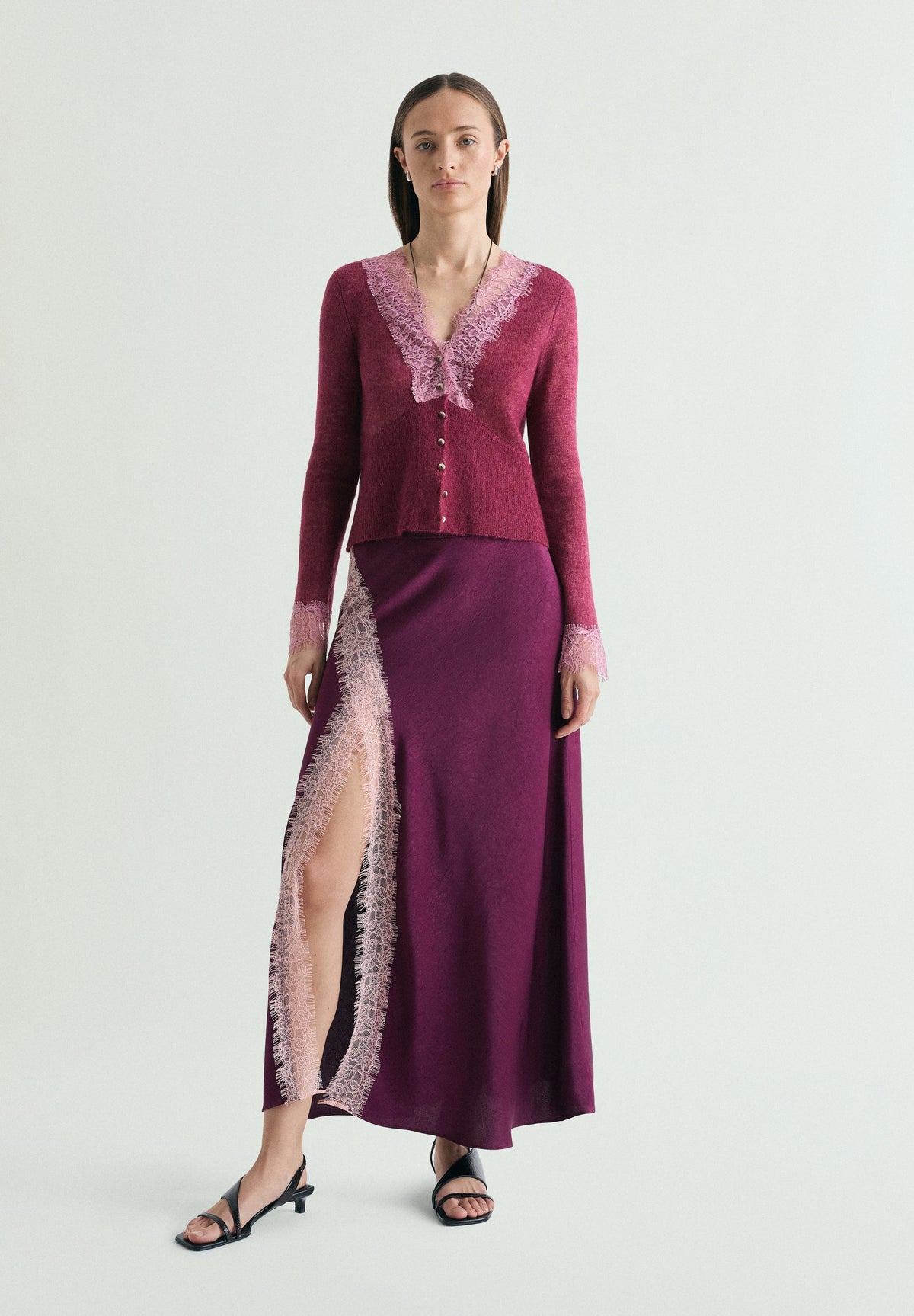 SATIN AND LACE SKIRT