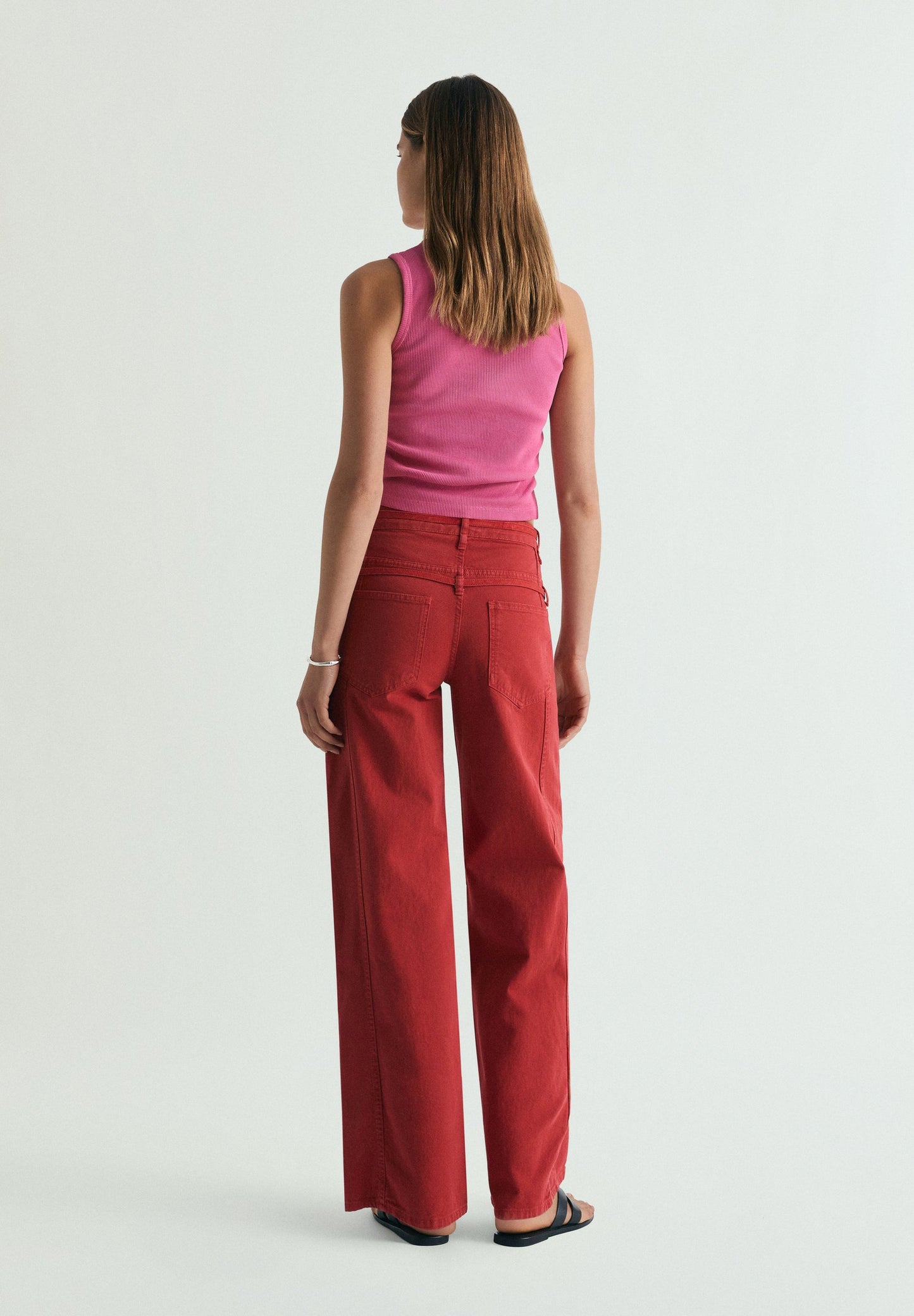 DOUBLE BELT DENIM TROUSERS