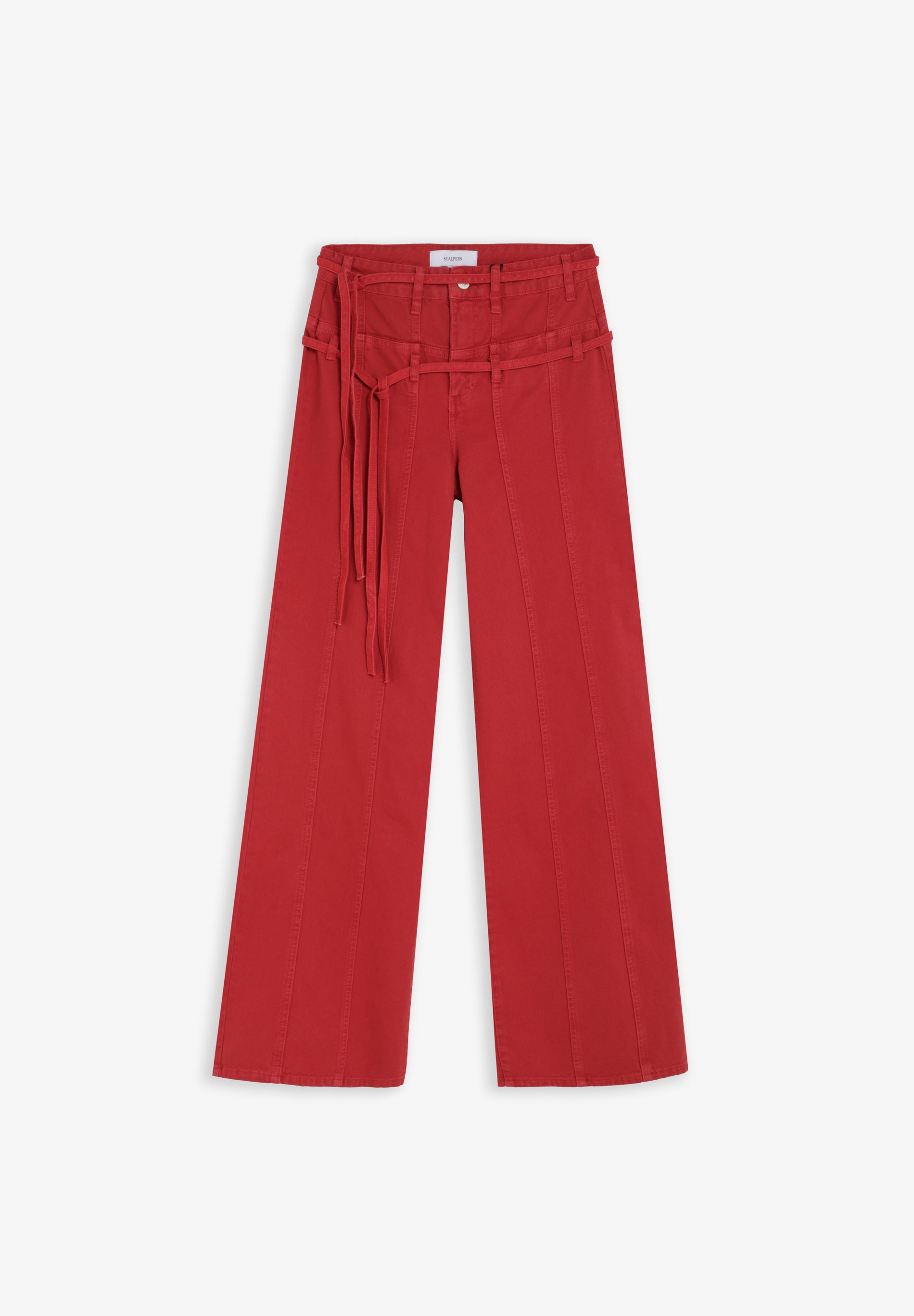DOUBLE BELT DENIM TROUSERS