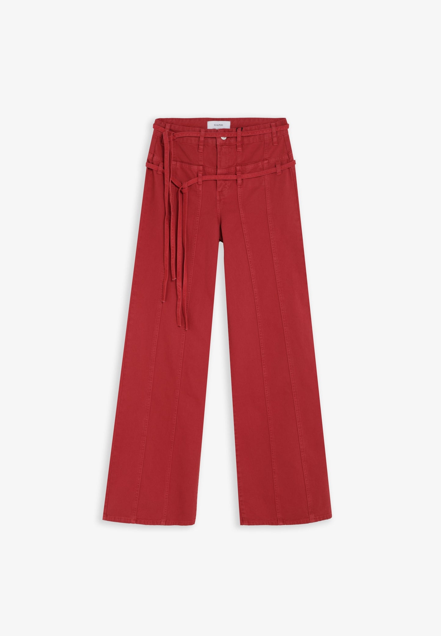 DOUBLE BELT DENIM TROUSERS