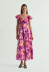 PRINTED COTTON AND LINEN DRESS