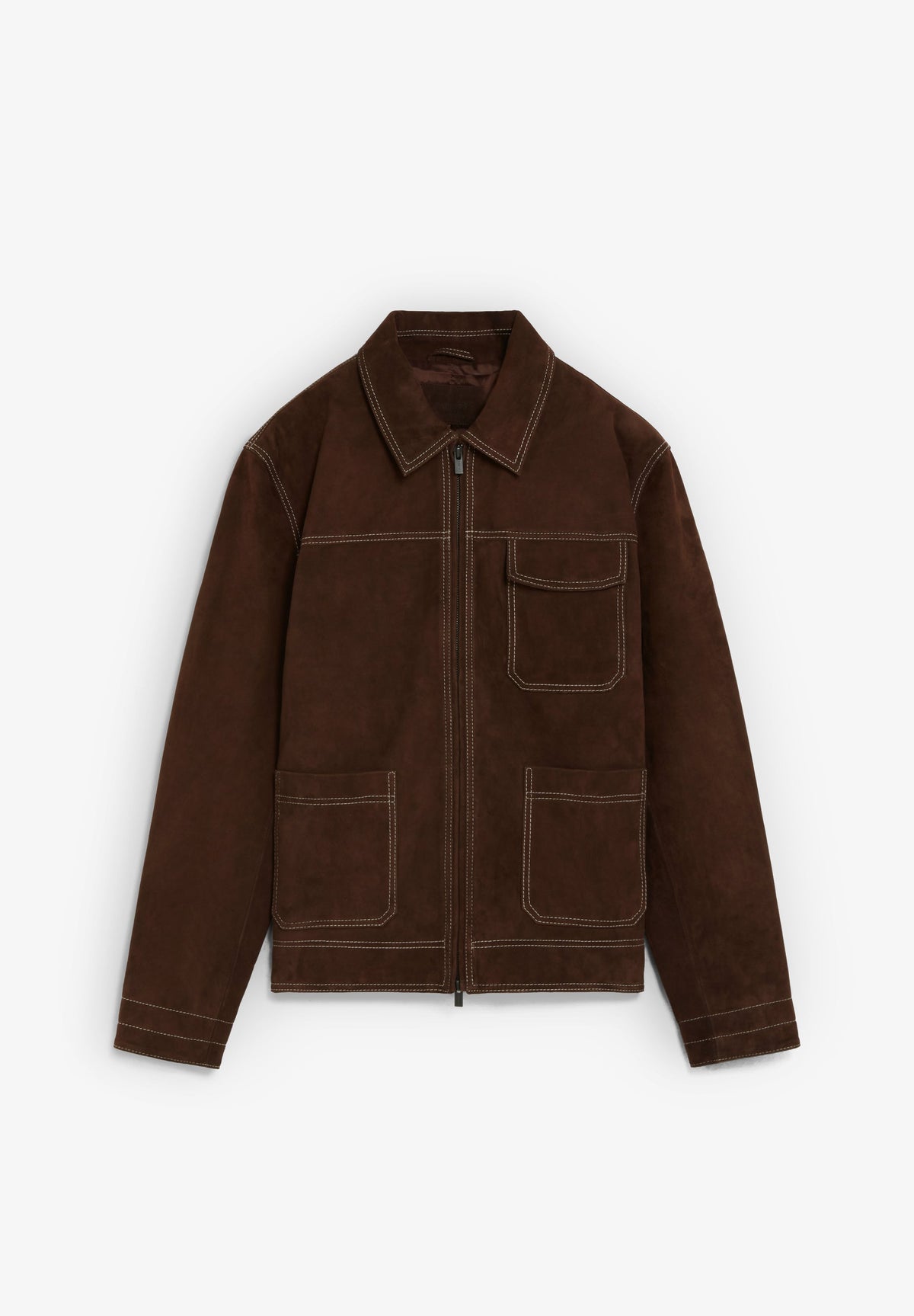 SUEDE JACKET WITH CONTRAST SEAMS