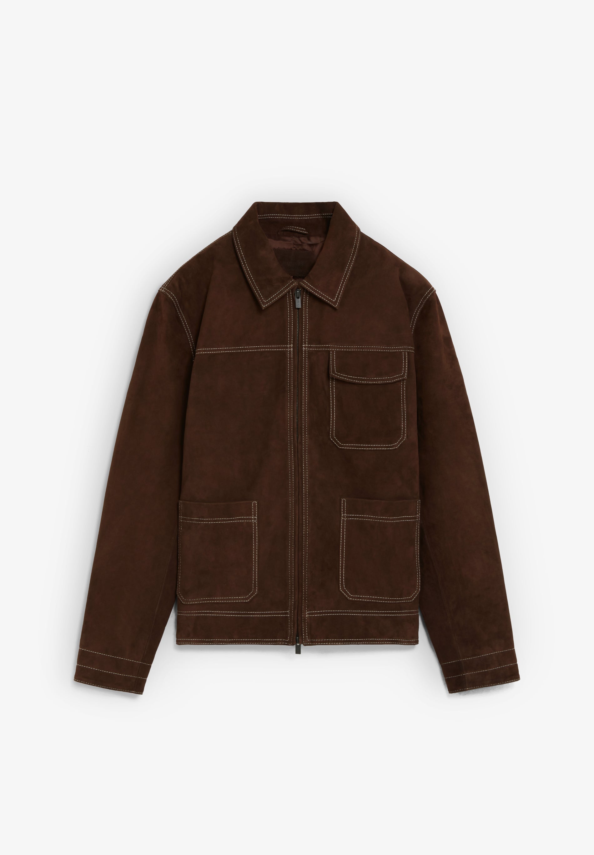 SUEDE JACKET WITH CONTRAST SEAMS