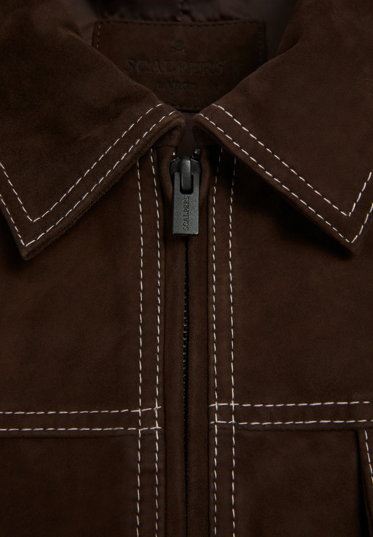 SUEDE JACKET WITH CONTRAST SEAMS