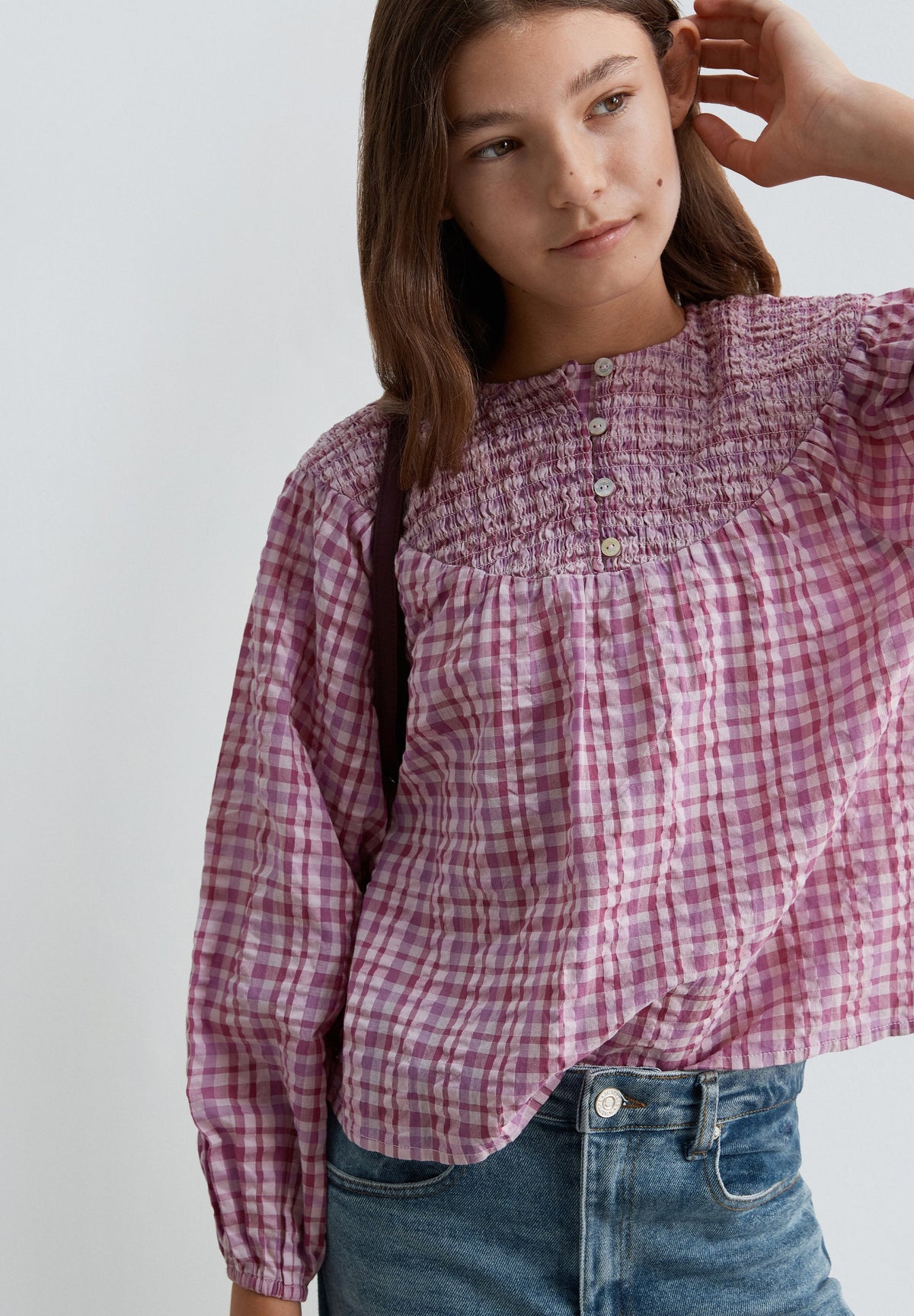 SCCHECK SMOCK BLOUSE GIRLS