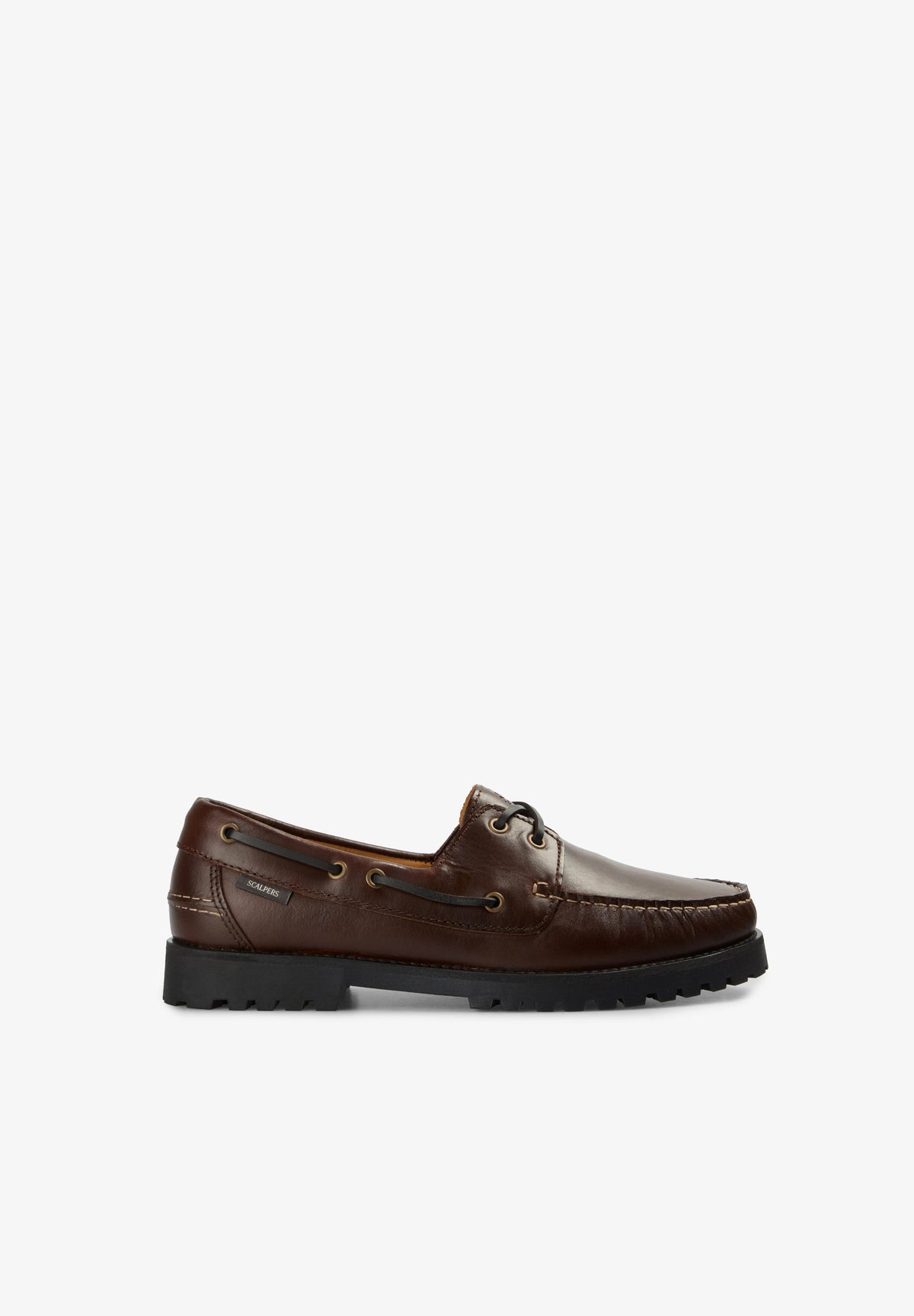 LEATHER DECK SHOES WITH STITCHING