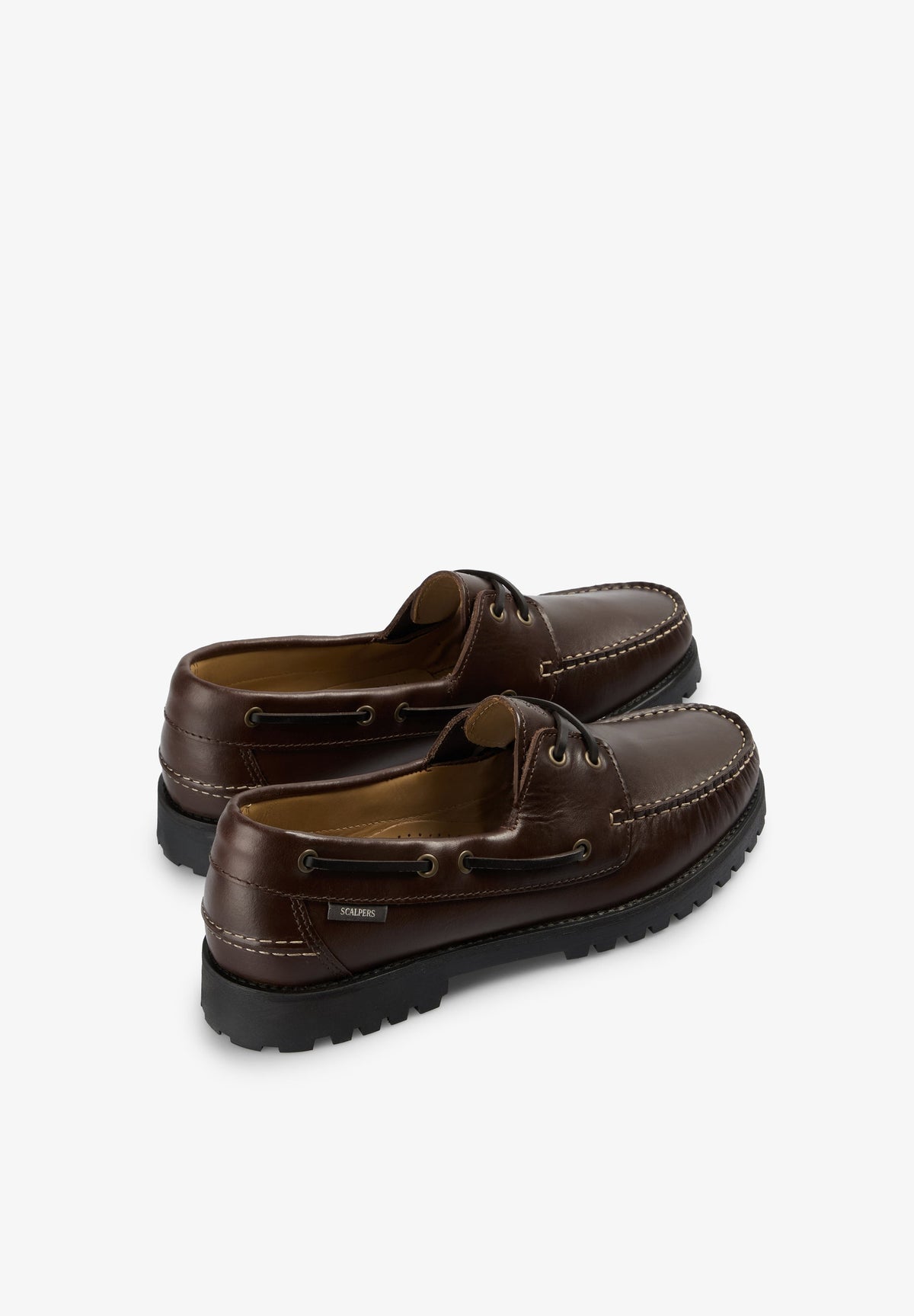 LEATHER DECK SHOES WITH STITCHING