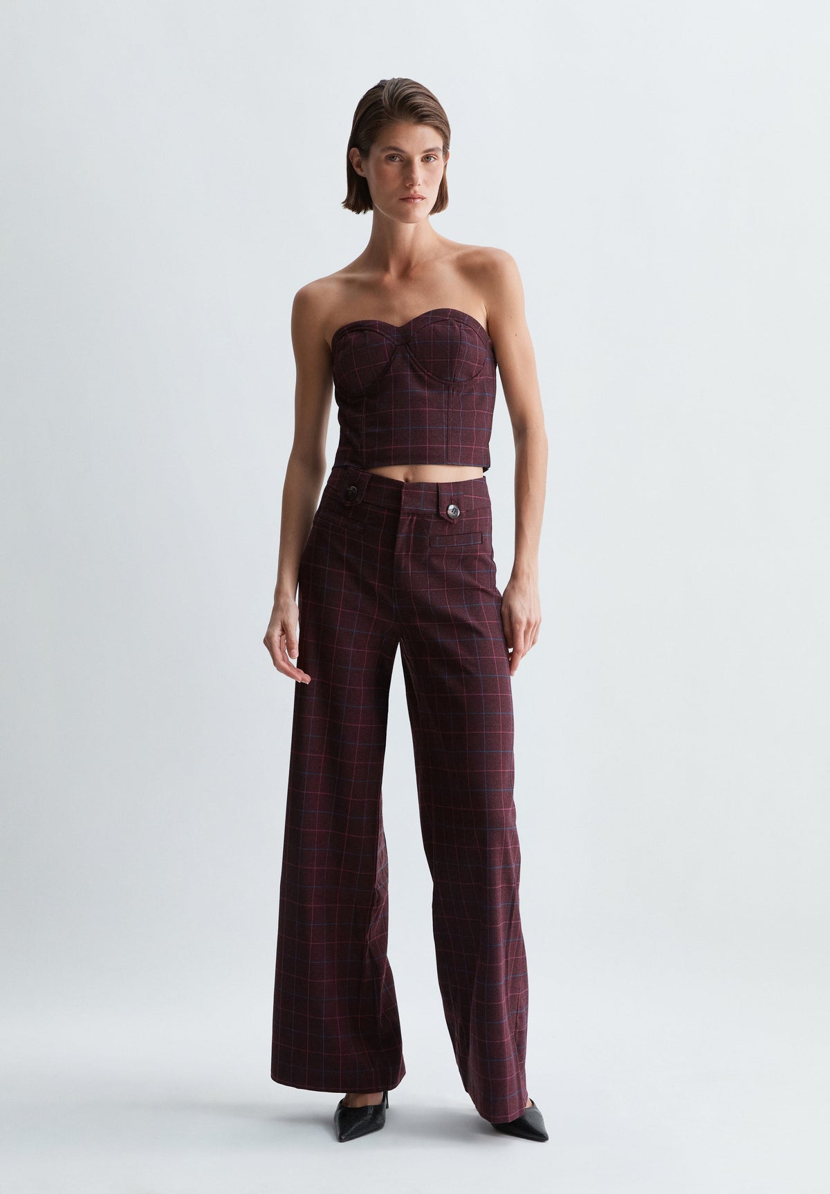 CHECKED STRAPLESS TOP