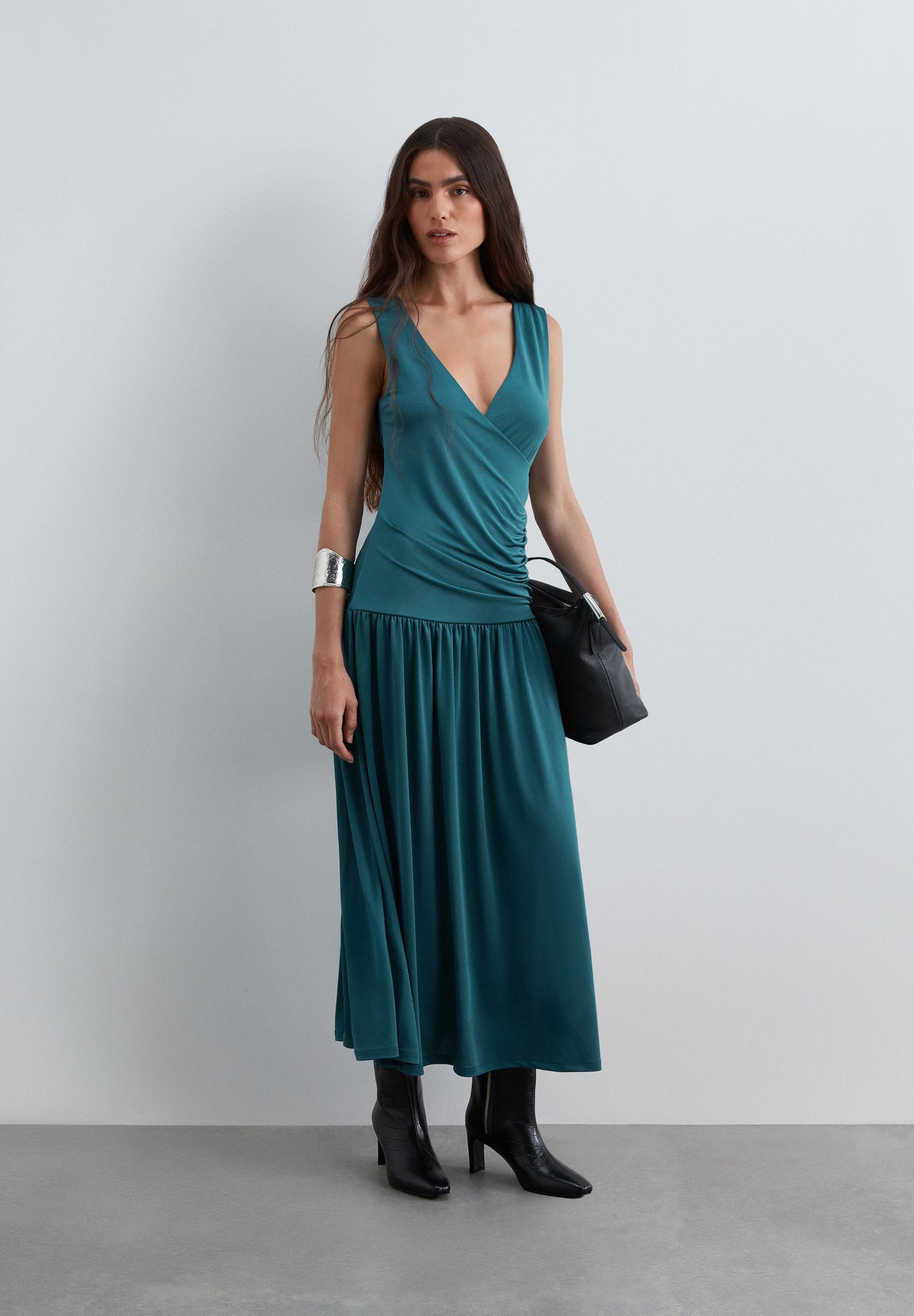 SCDRAPPED V JERSEY DRESS