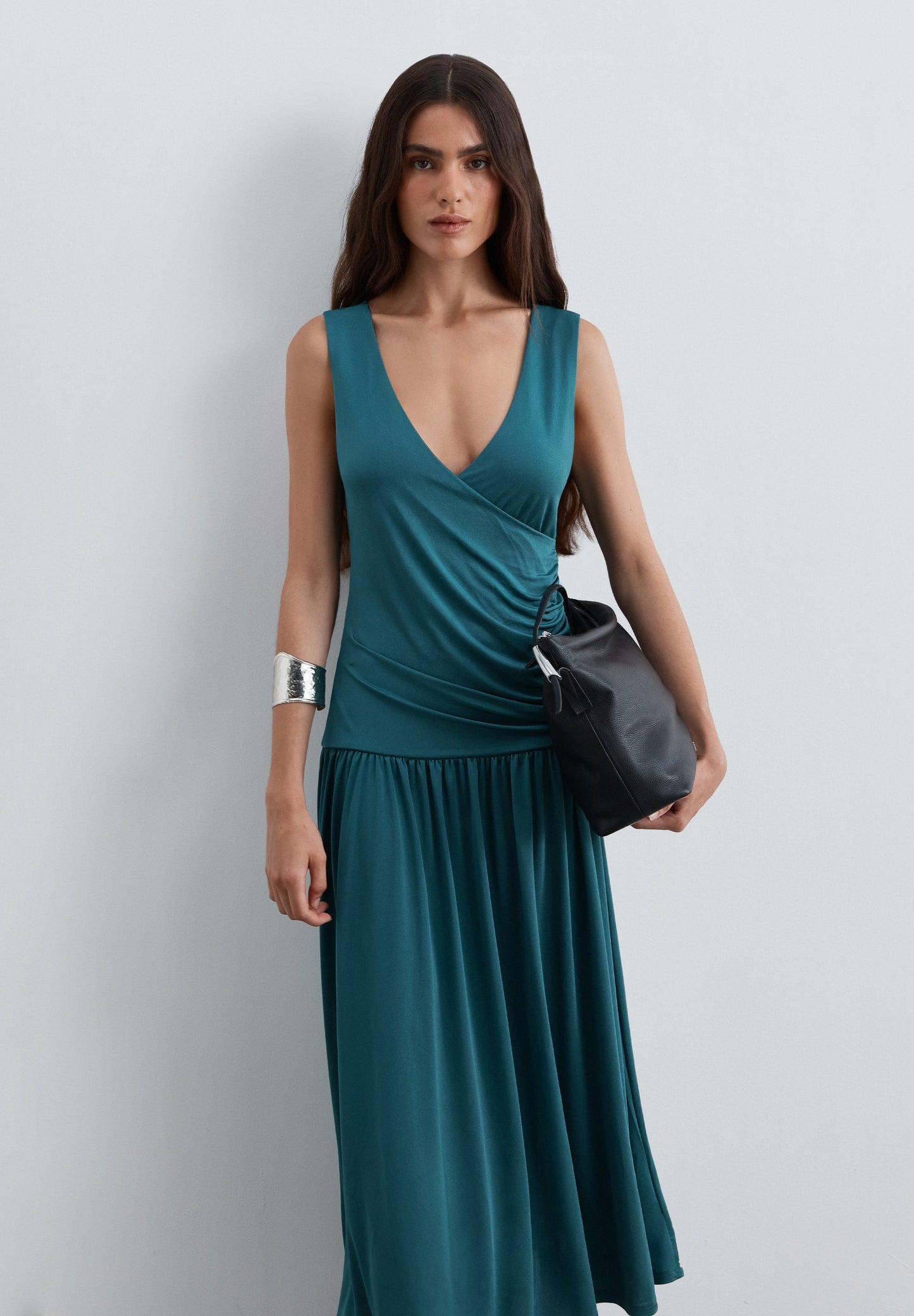 SCDRAPPED V JERSEY DRESS