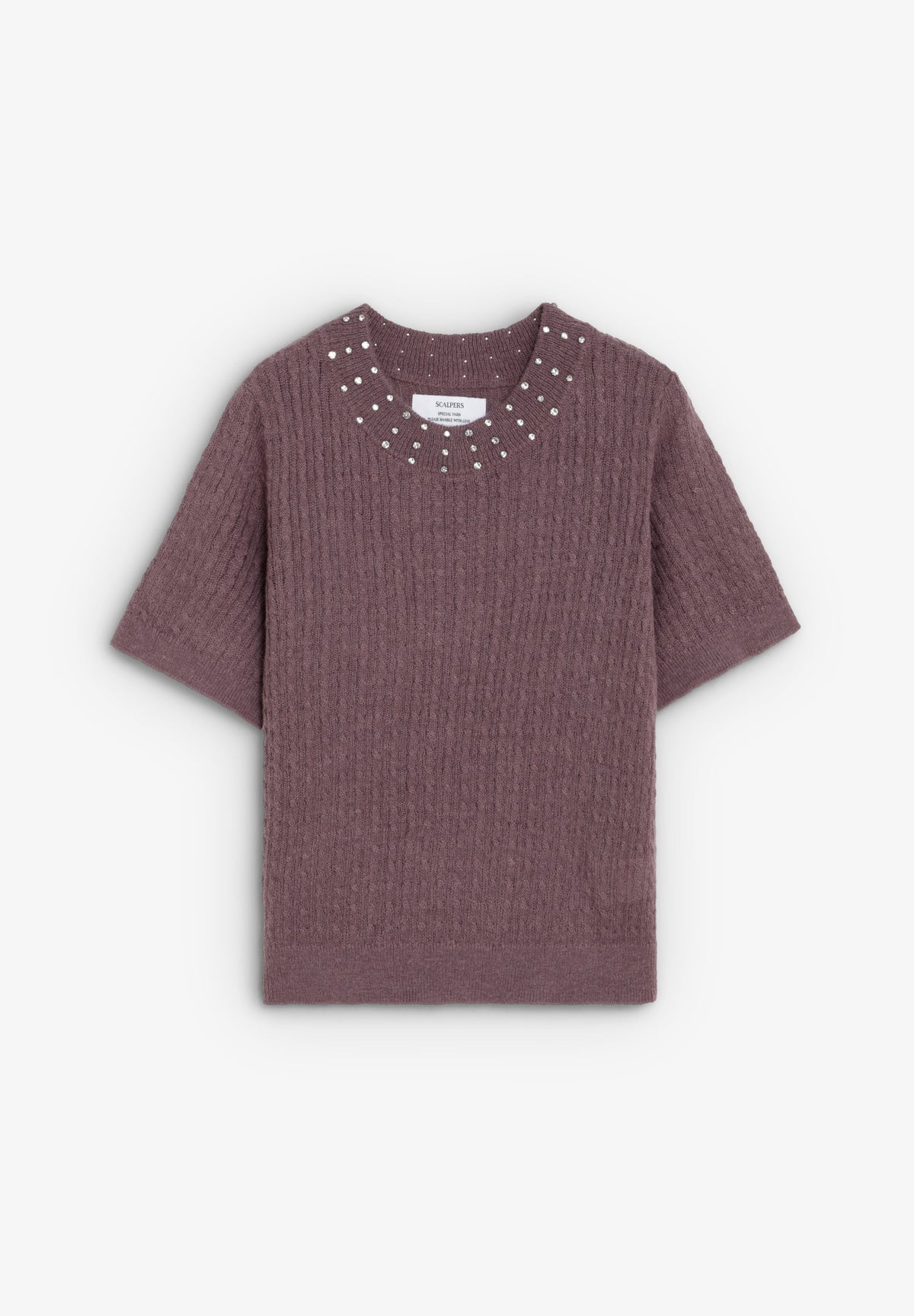 SHORT SLEEVE SWEATER WITH RHINESTONES