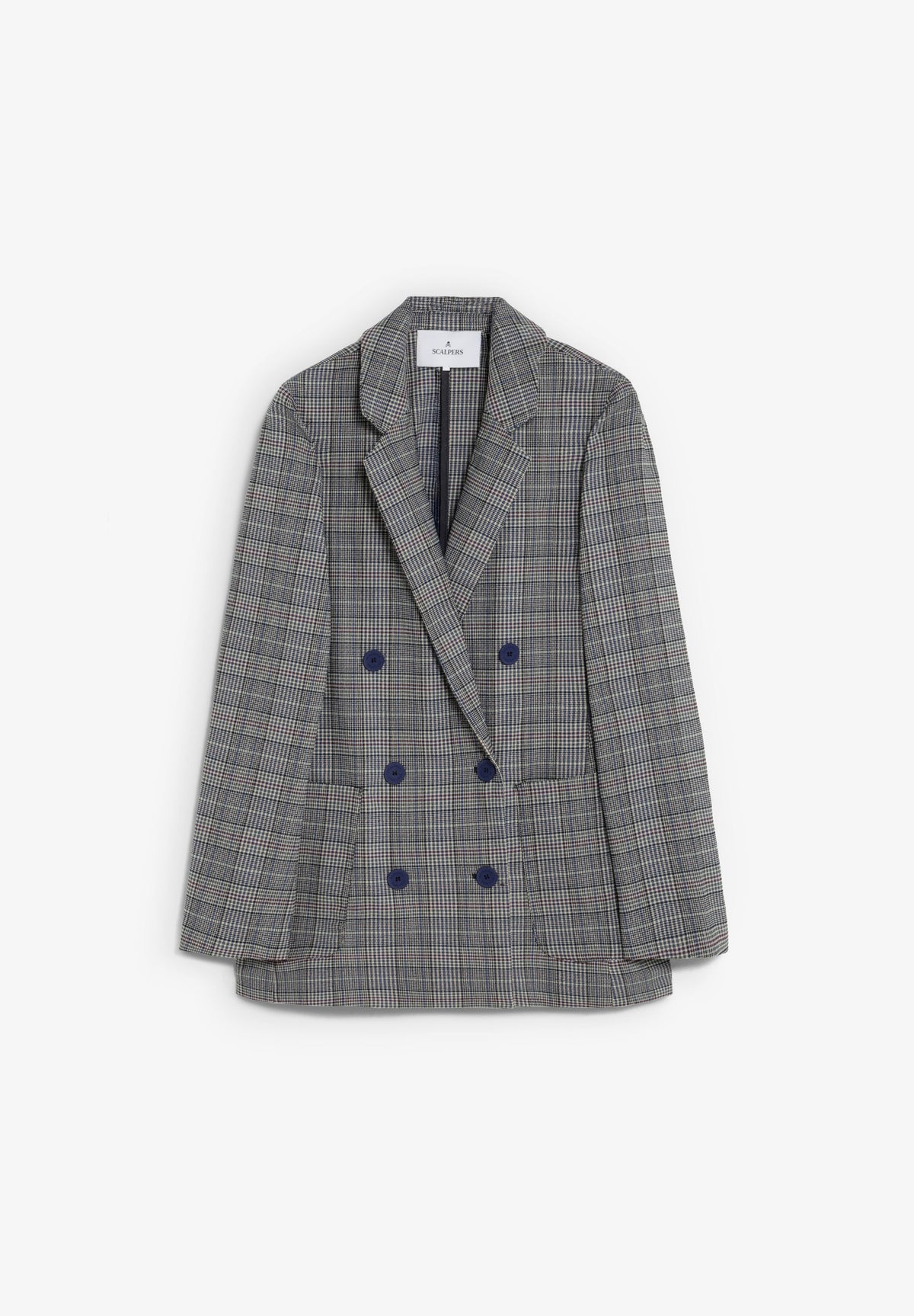 DOUBLE-BREASTED CHECK BLAZER