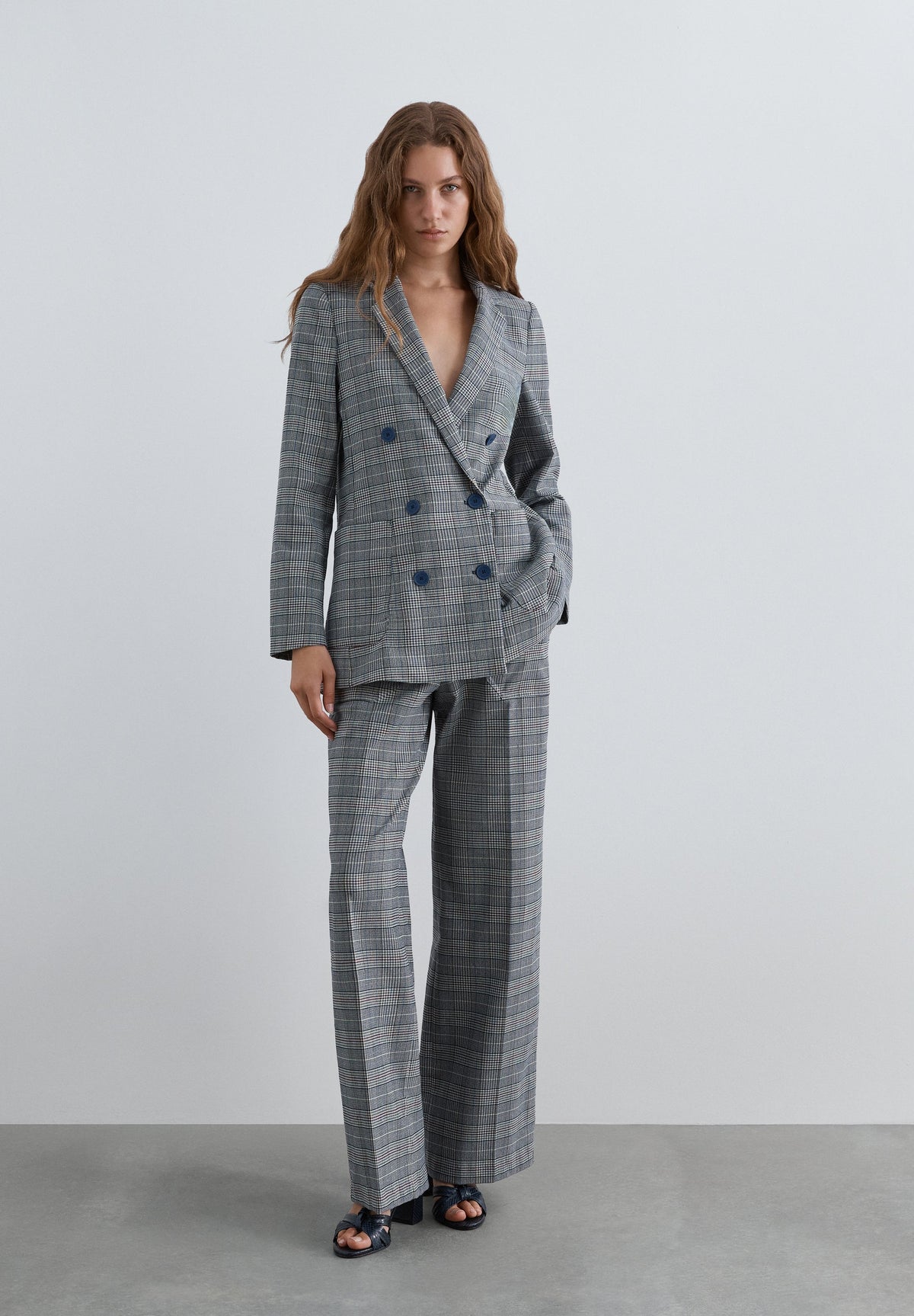 STRAIGHT CHECKED TROUSERS