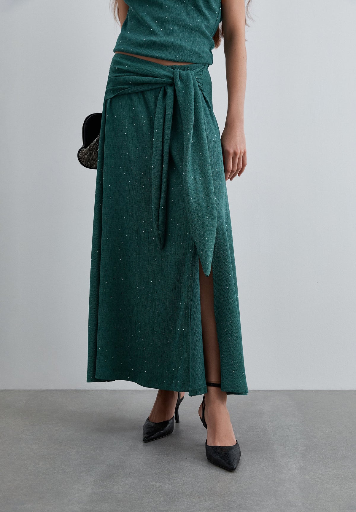 MIDI SKIRT WITH RHINESTONES