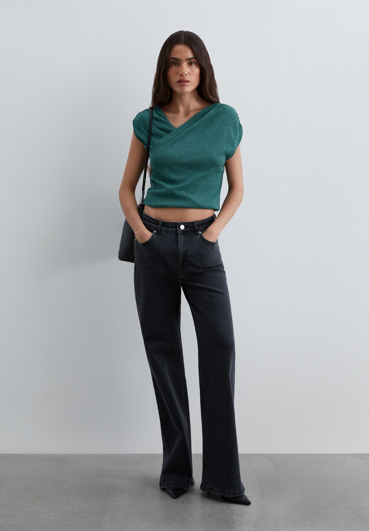 ASYMMETRIC TOP WITH RHINESTONES