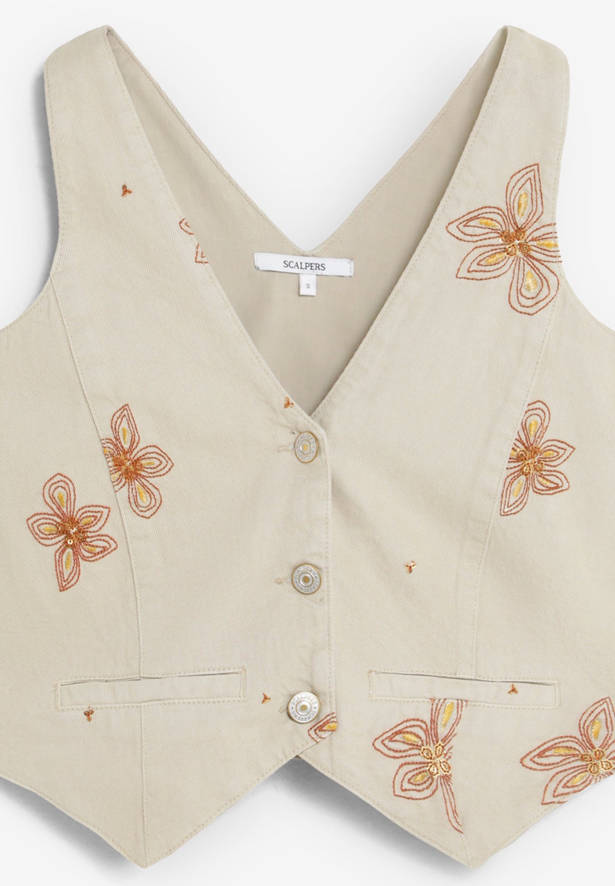 SCNEWEMB FLOWER DENIM VEST