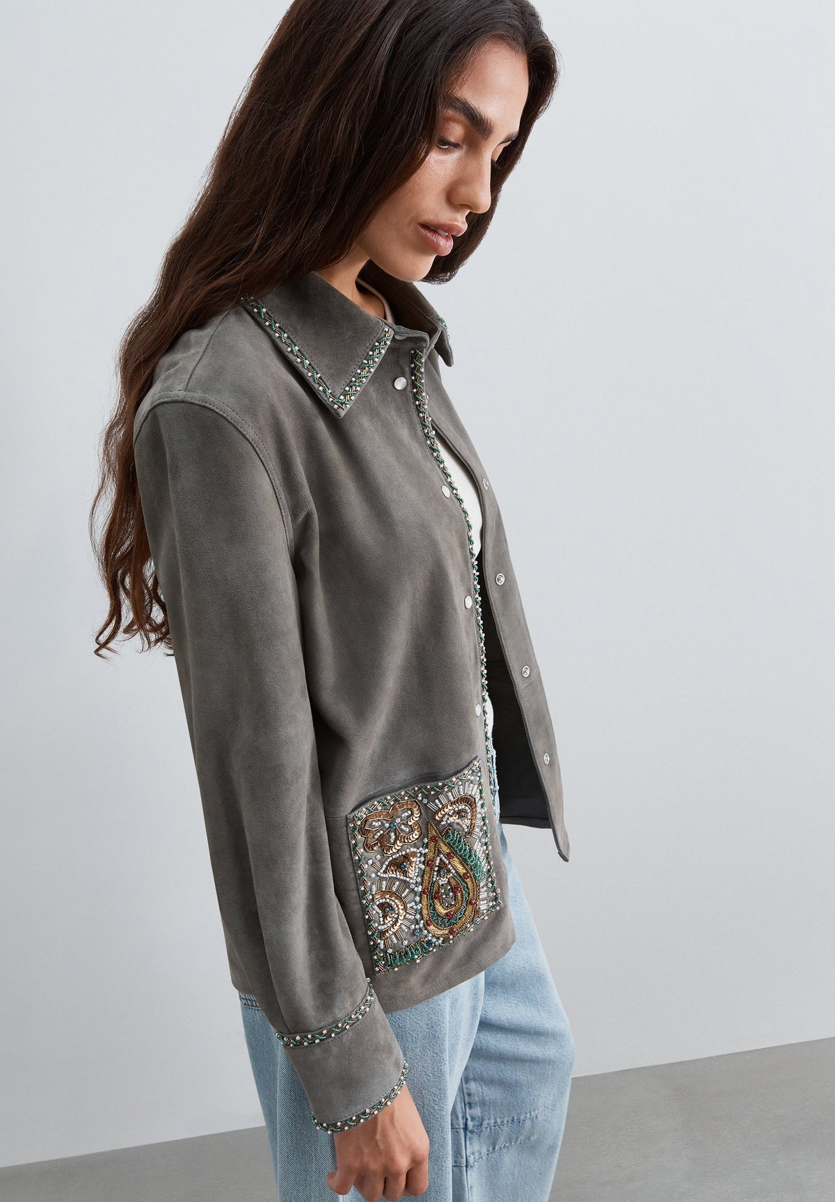 SCPASLEY BEADS SUEDE JACKET